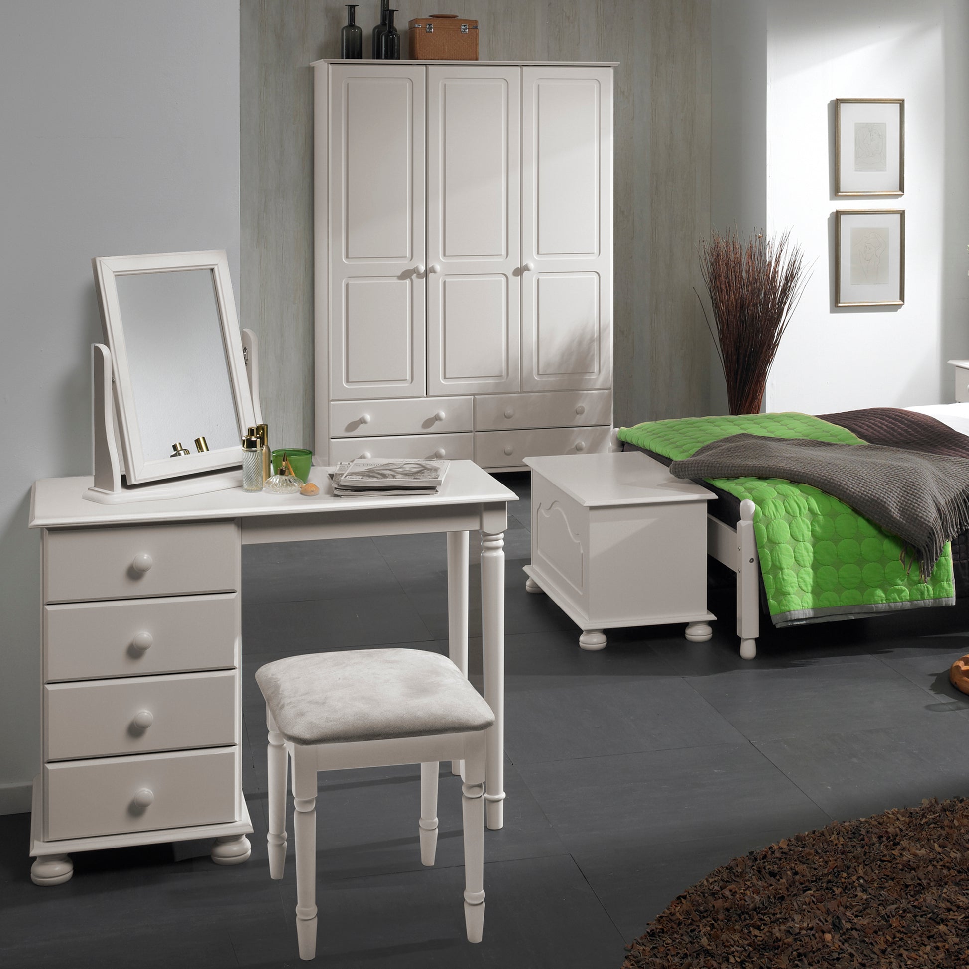 Copenhagen  3 Door 4 Drawer Wardrobe in White