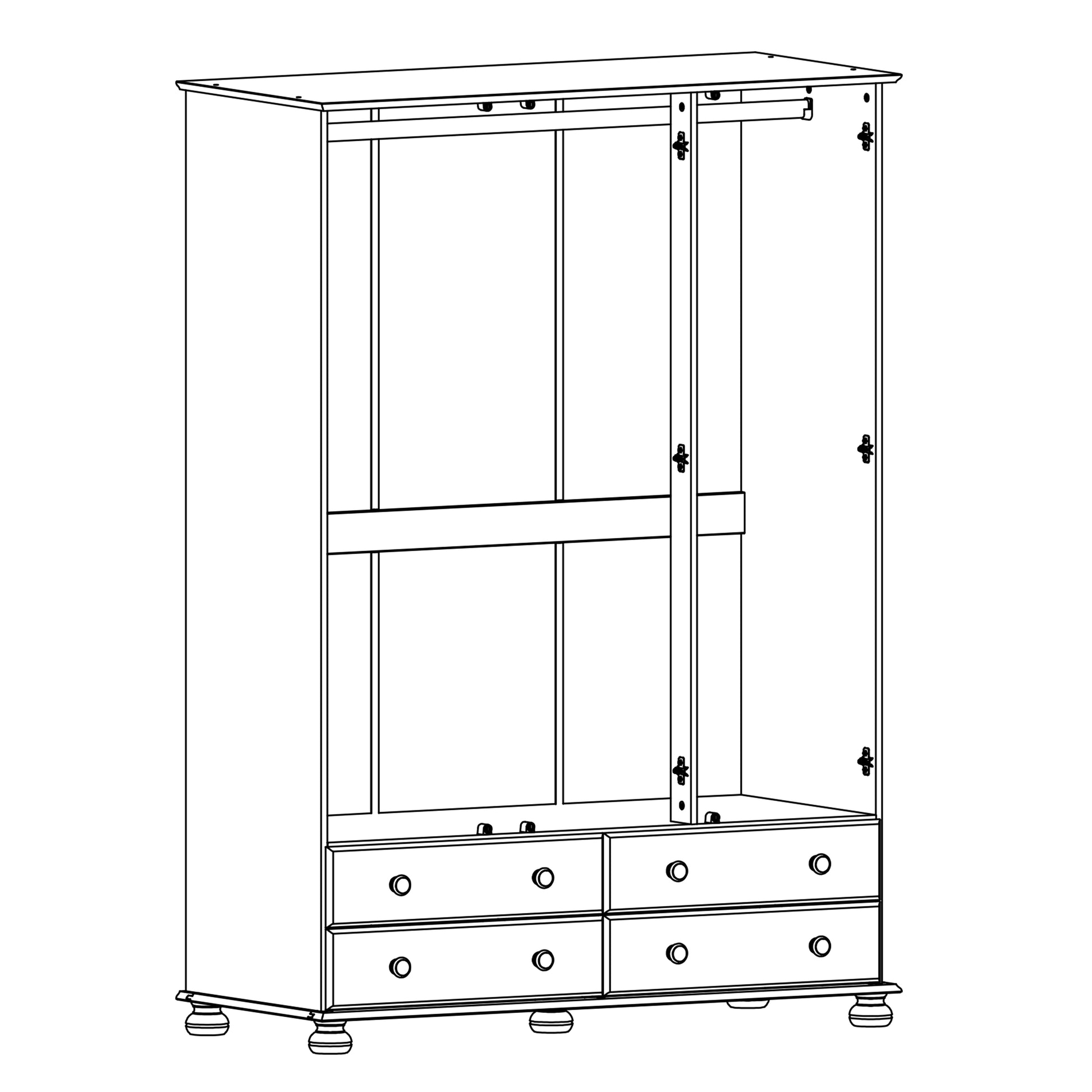 Copenhagen  3 Door 4 Drawer Wardrobe in Cream/Pine