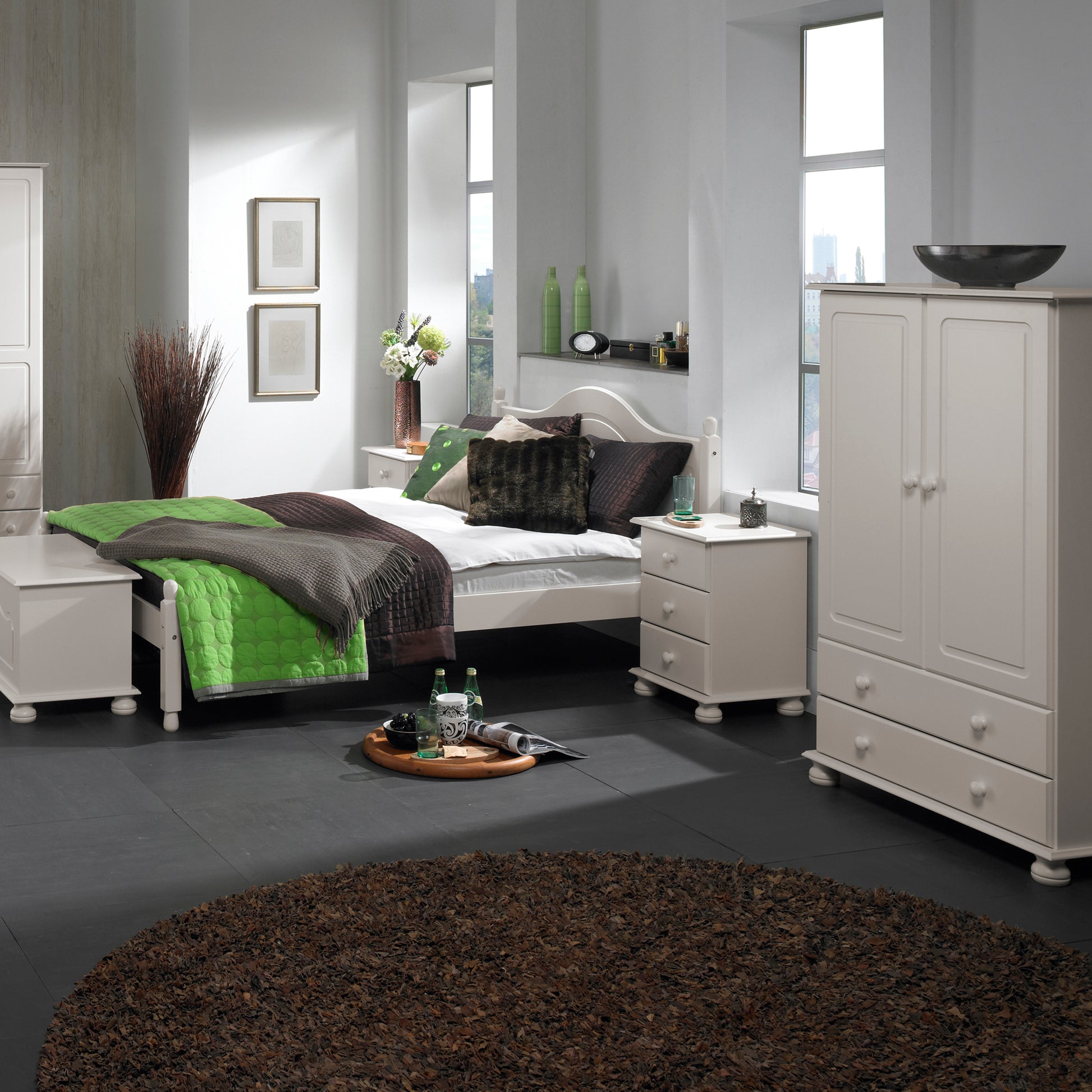 Copenhagen  2 Door 2 Drawer Combi Wardrobe in White