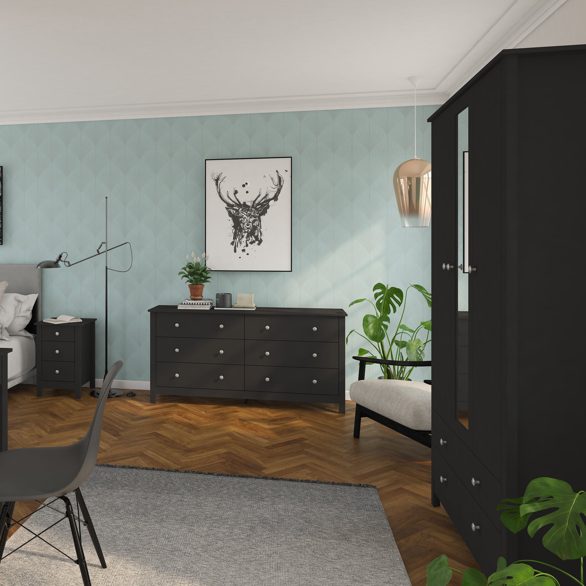 Florence  3 drawer bedside in Black