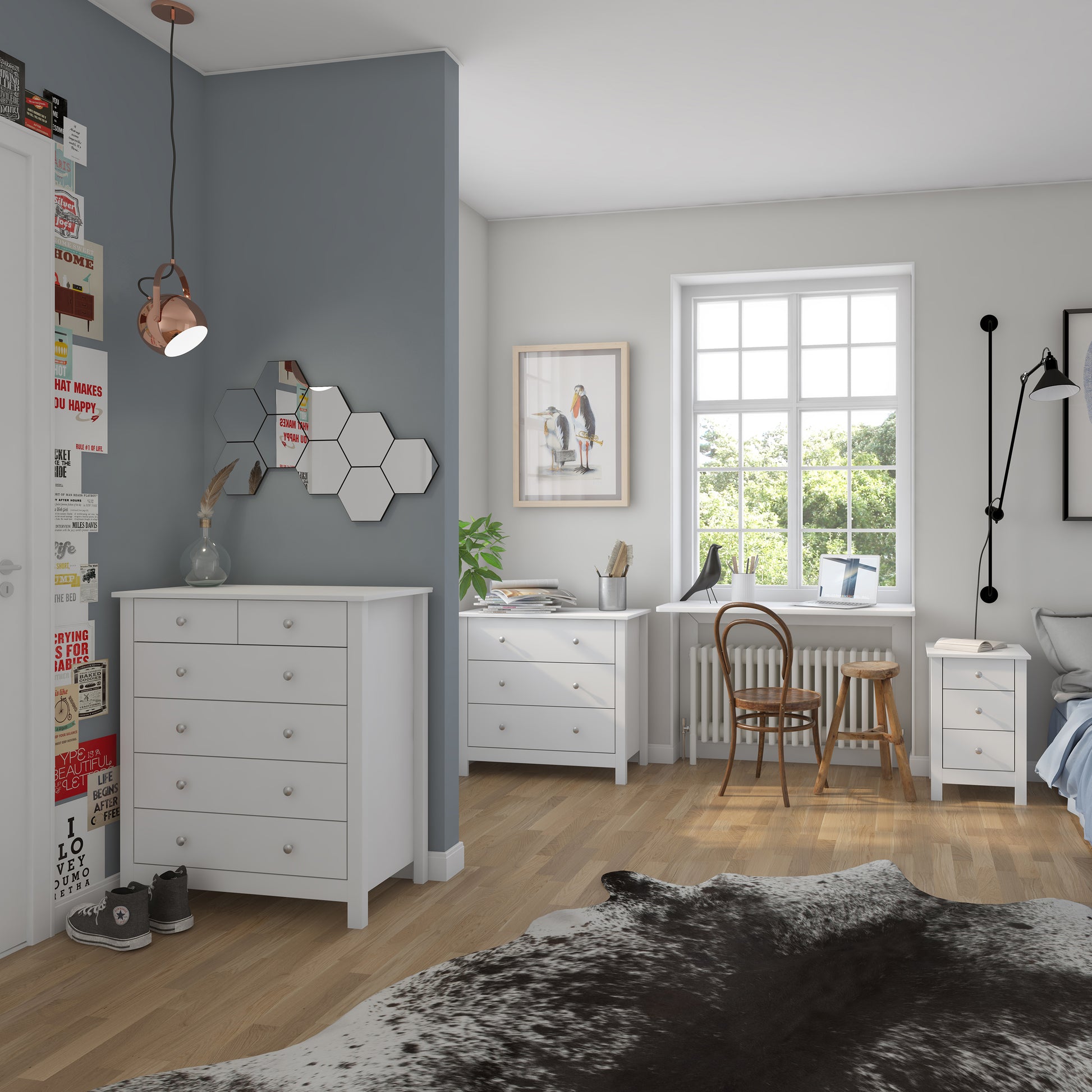 Florence  3 drawer chest in White