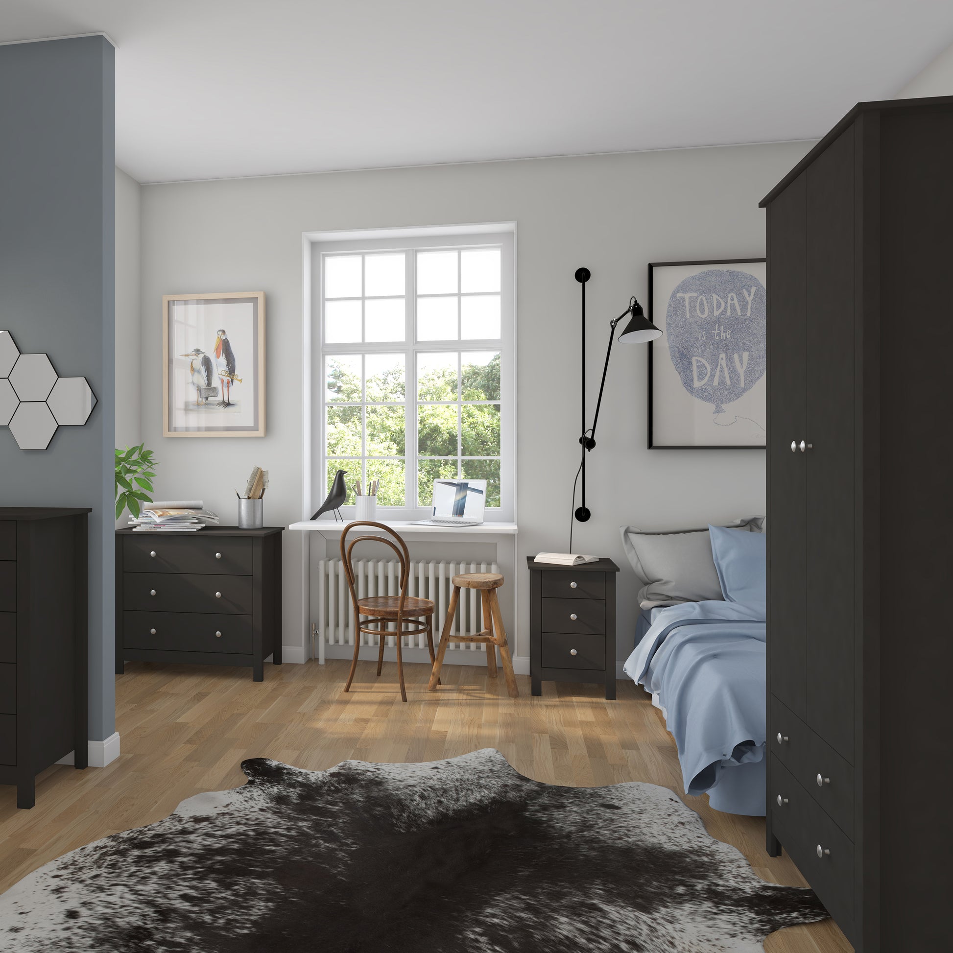 Florence  3 drawer chest in Black