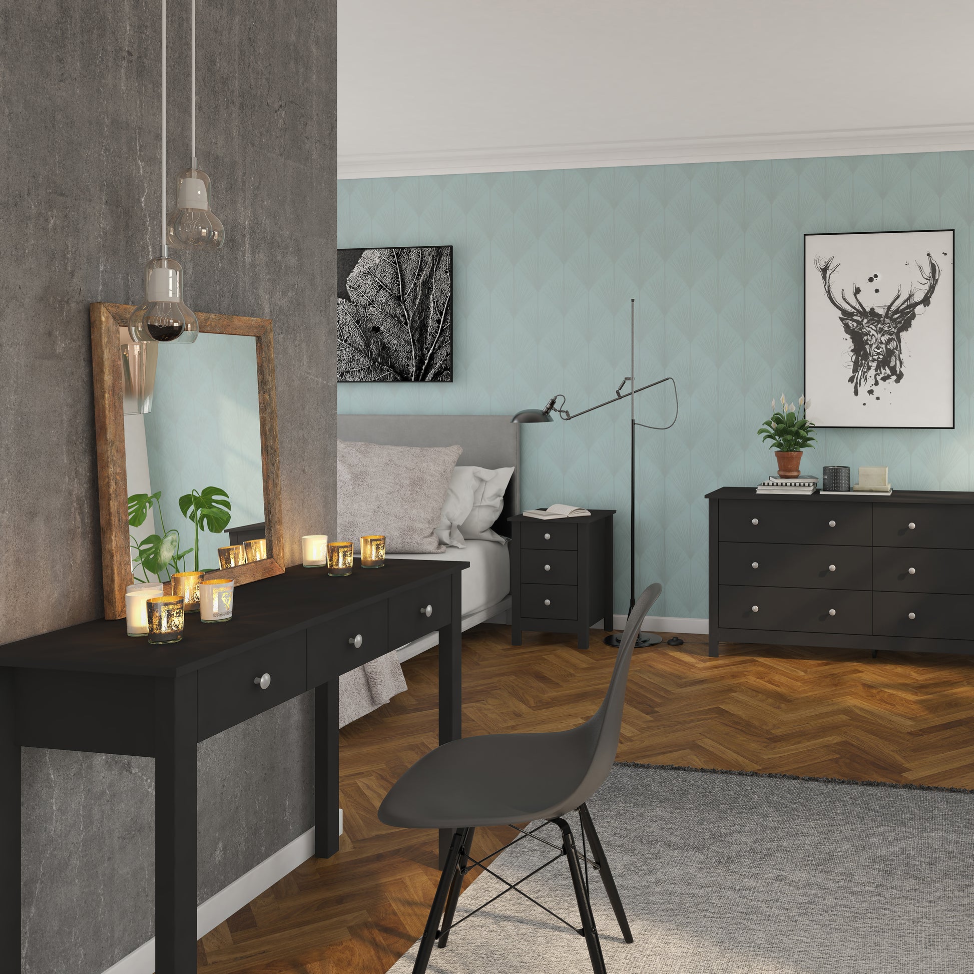Florence  3 drawer Dressing Table in Black