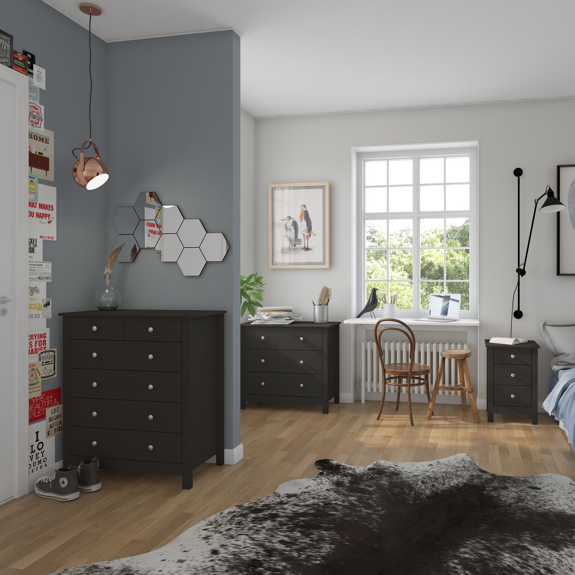 Florence  3 drawer Dressing Table in Black