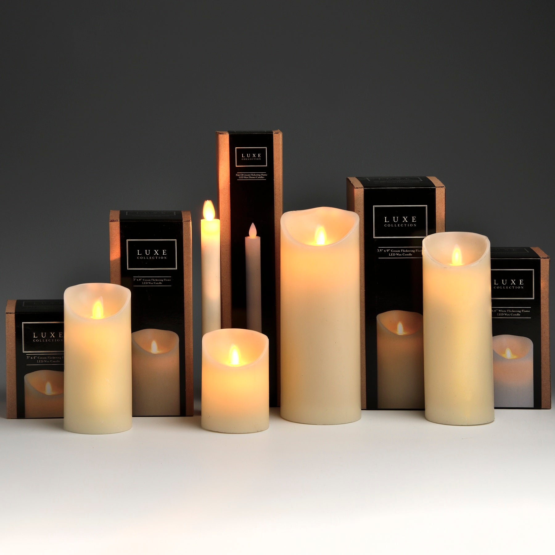 Luxe Collection 3 x 6 Cream Flickering Flame LED Wax Candle