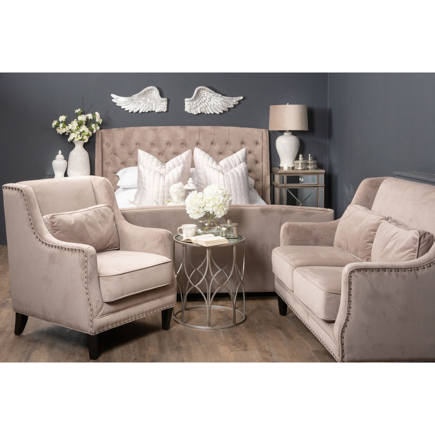 Set Of Two Lattice Detail Silver Side Table