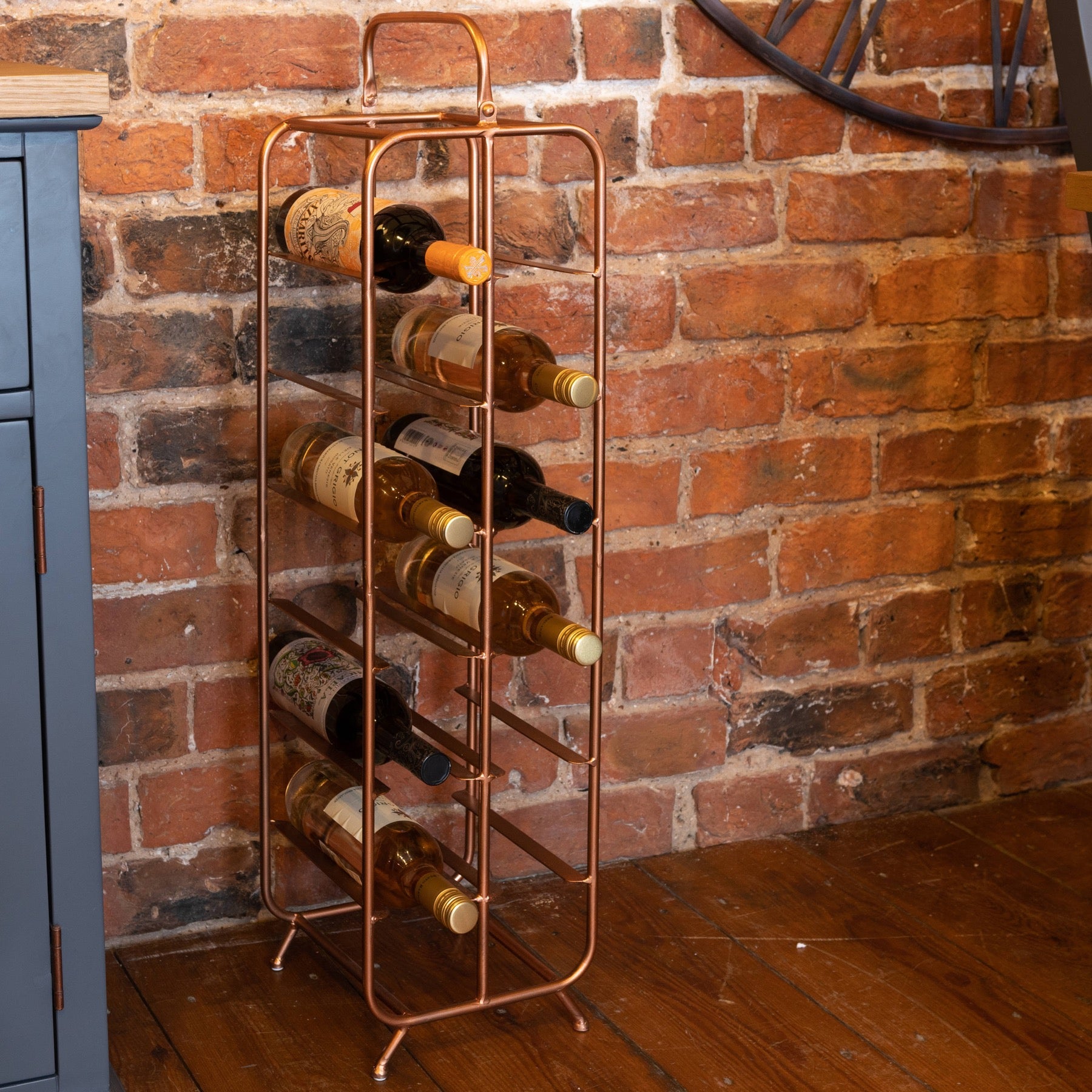 Industrial Inspired Copper Finished 12 Bottle Wine Holder