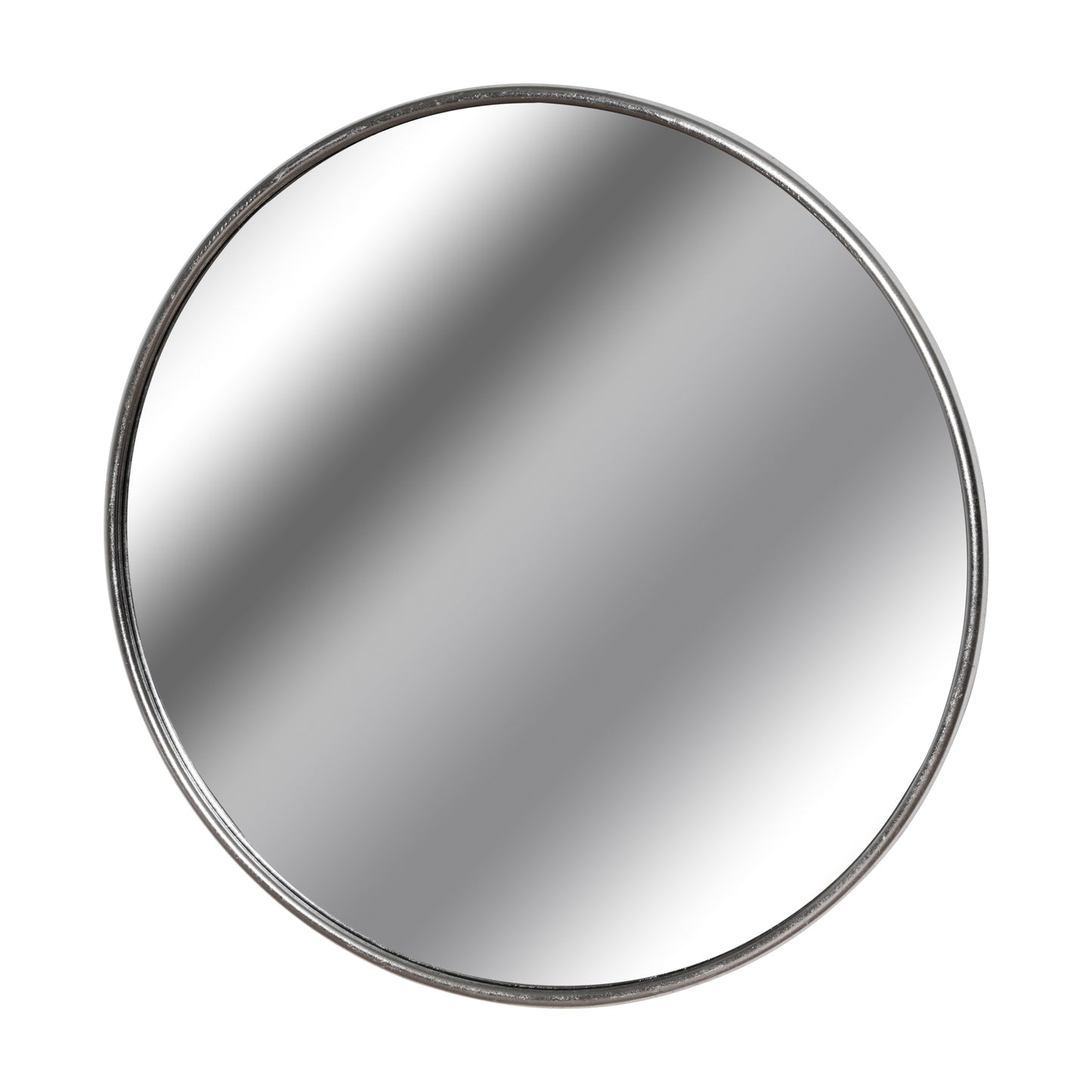 Silver Foil Large Circular Metal Wall Mirror