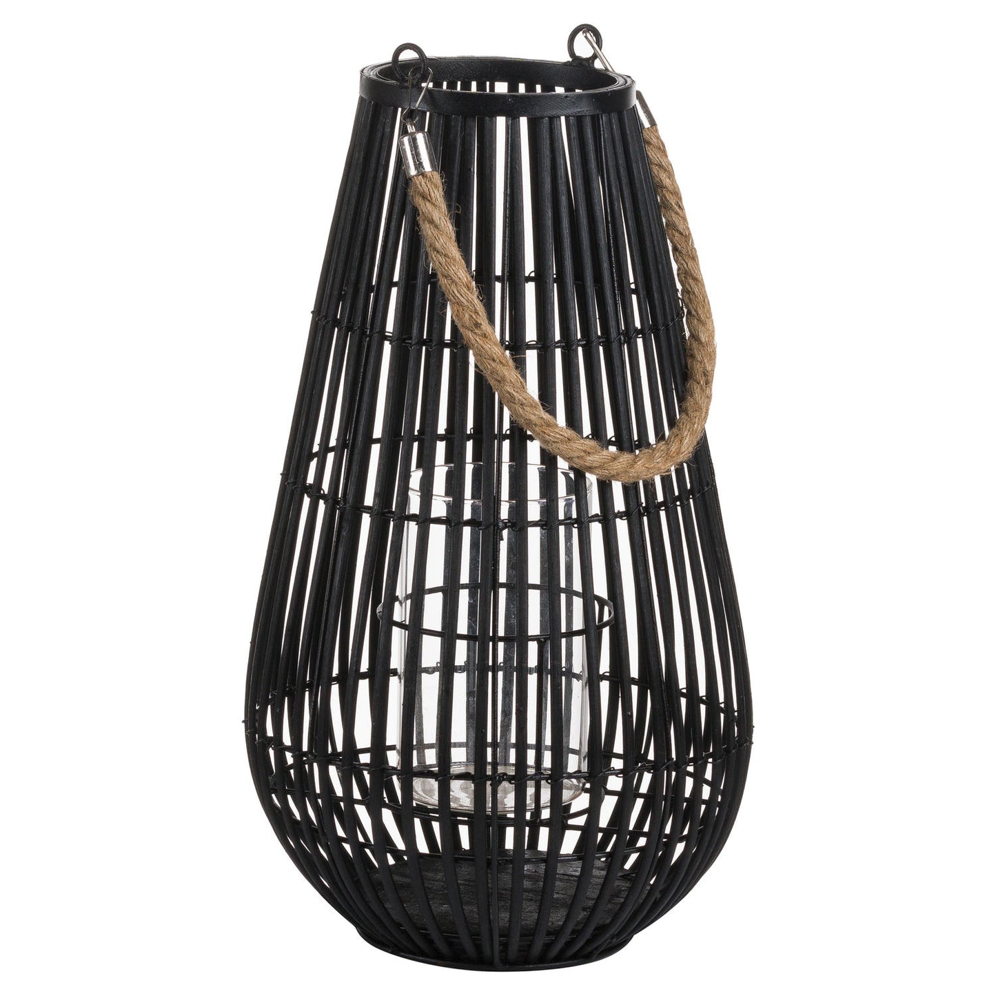 Domed Rattan Lantern With Rope Detail