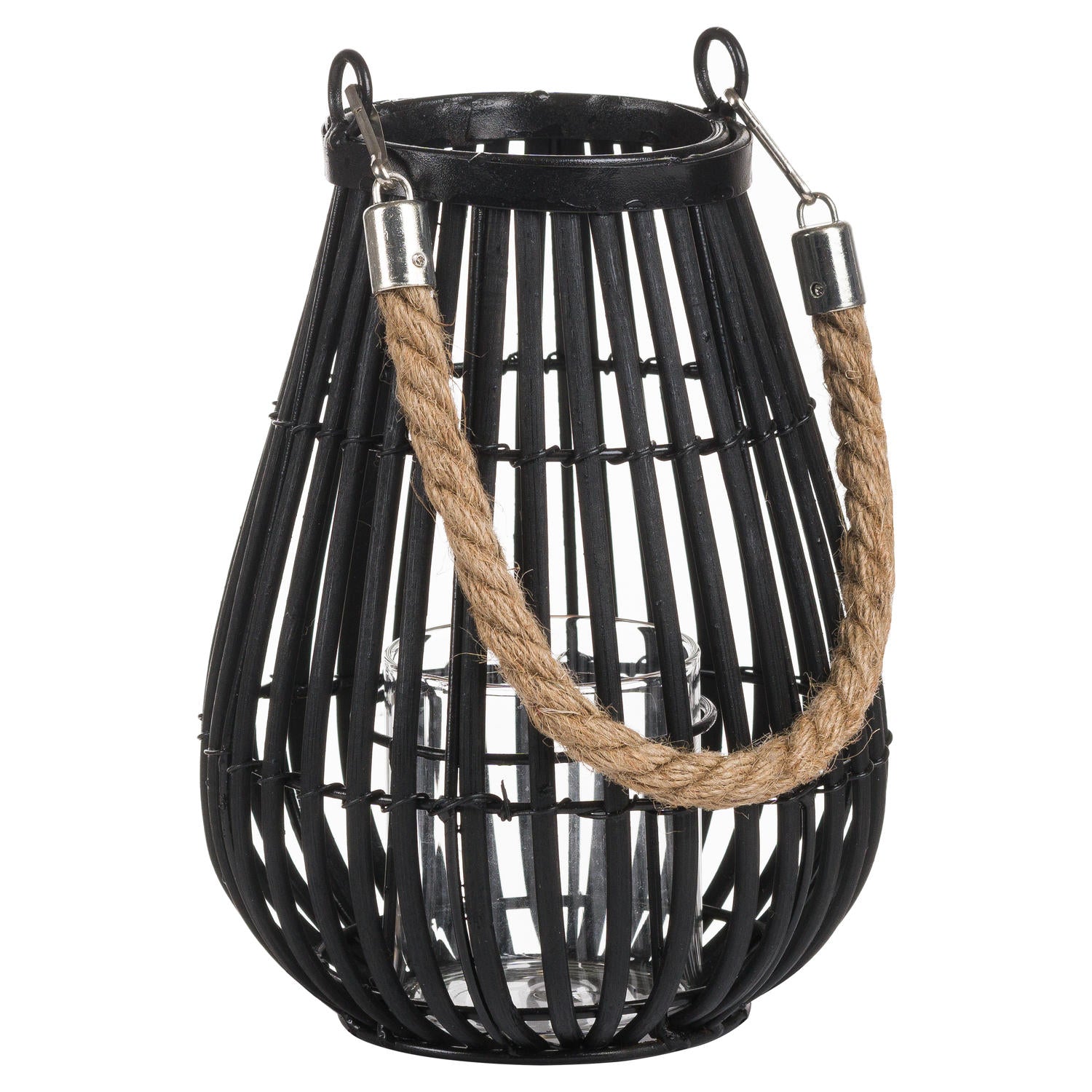Large Domed Rattan Lantern With Rope Detail