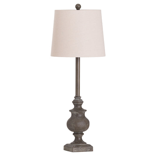 Calven Antiqued Table Lamp With Natural Shade