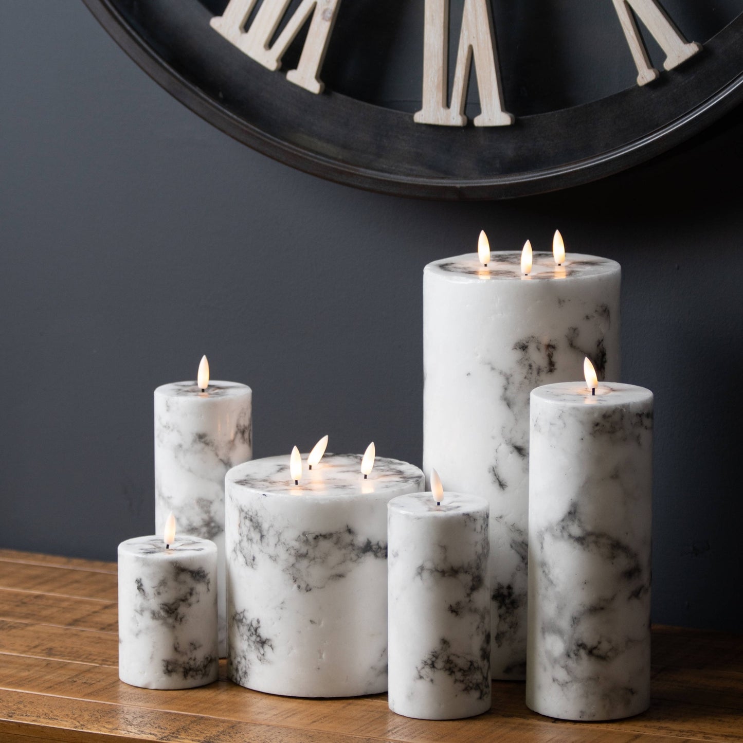 Luxe Collection Natural Glow 3x6 Marble Effect LED Candle