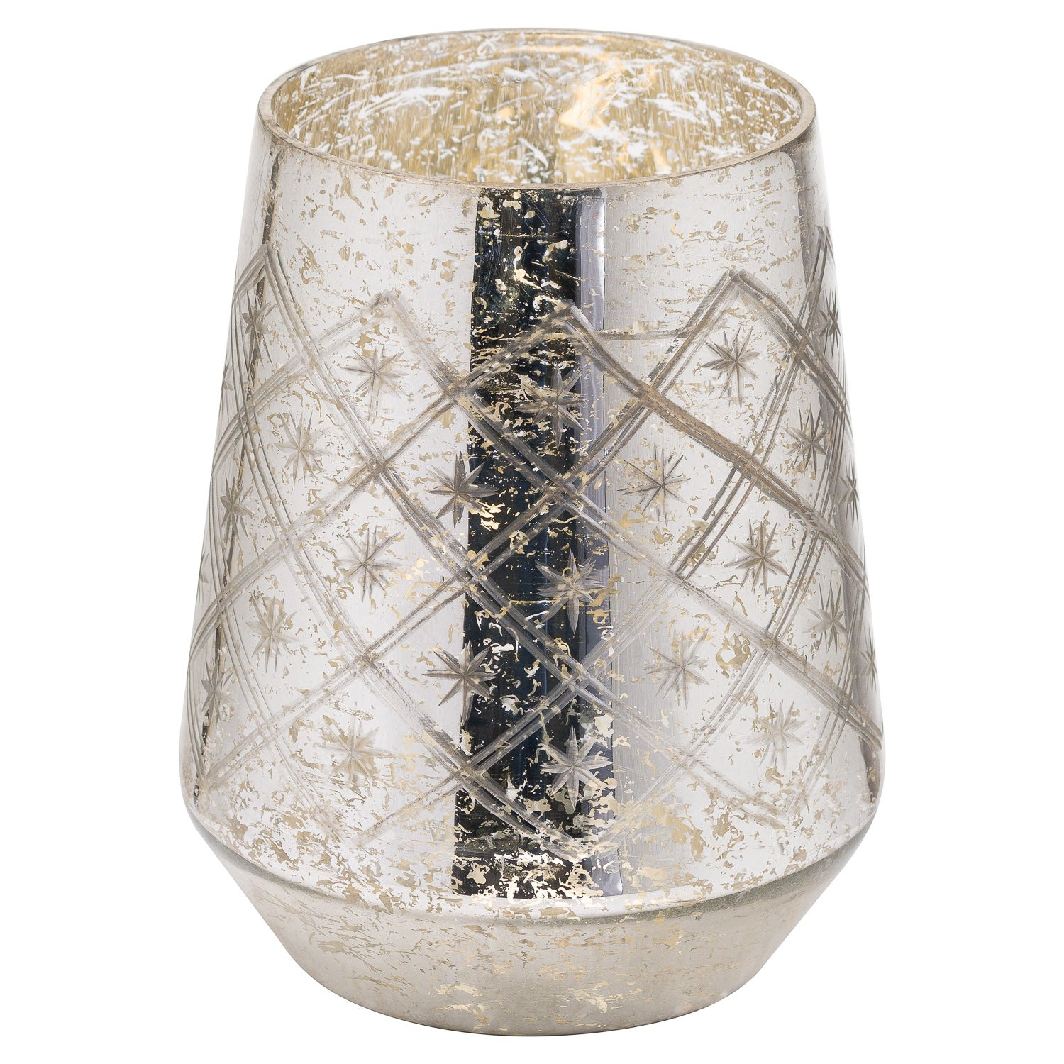 The Noel Collection Silver Foil Effect Medium Candle Holder