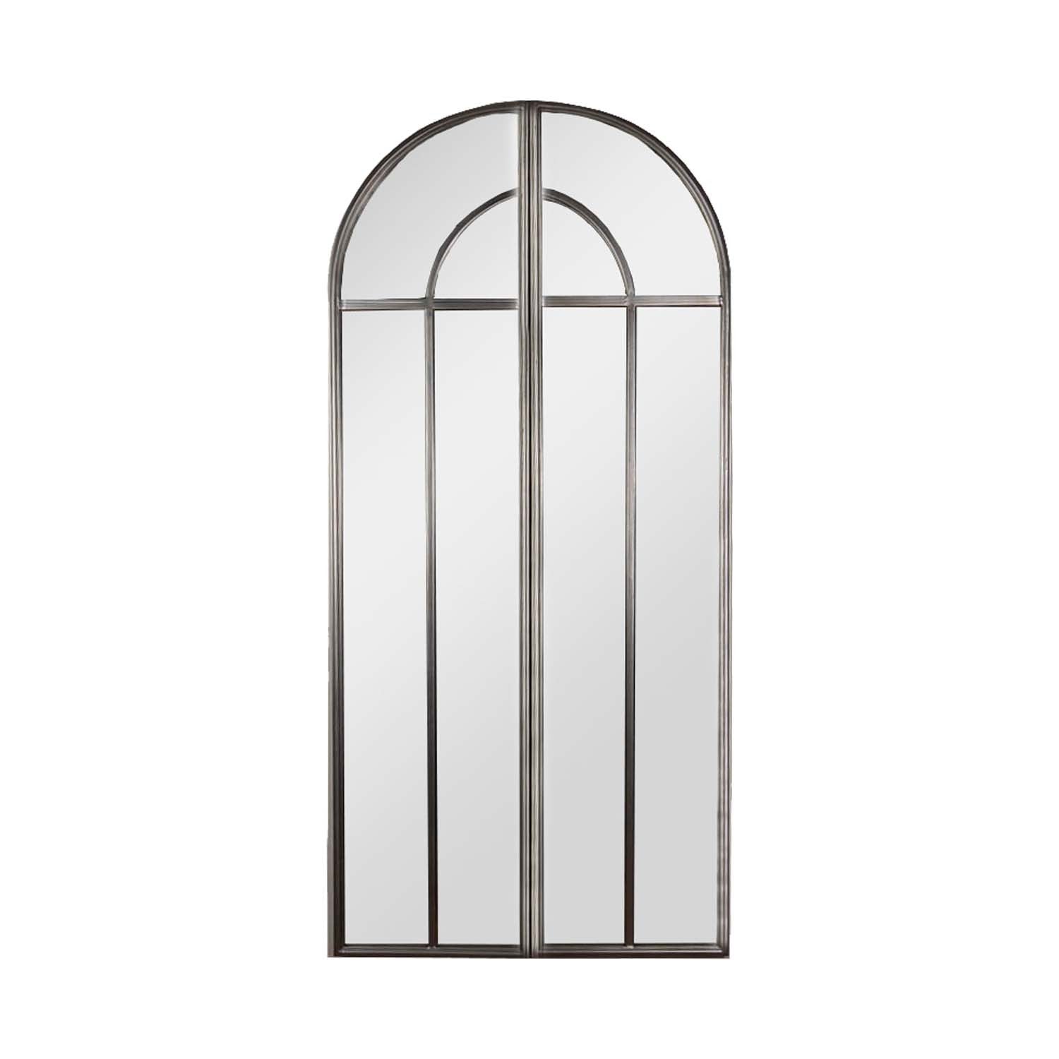 Antique Silver Arch Window Mirror Set