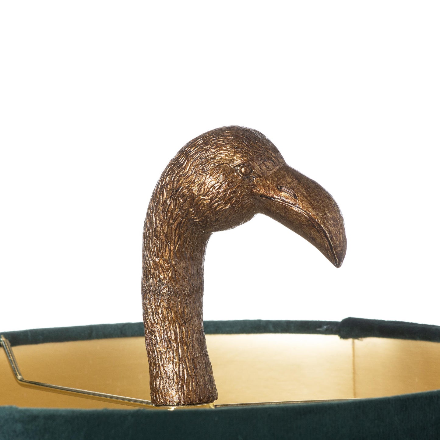 Florence The Flamingo Gold Lamp With Emerald Velvet Shade