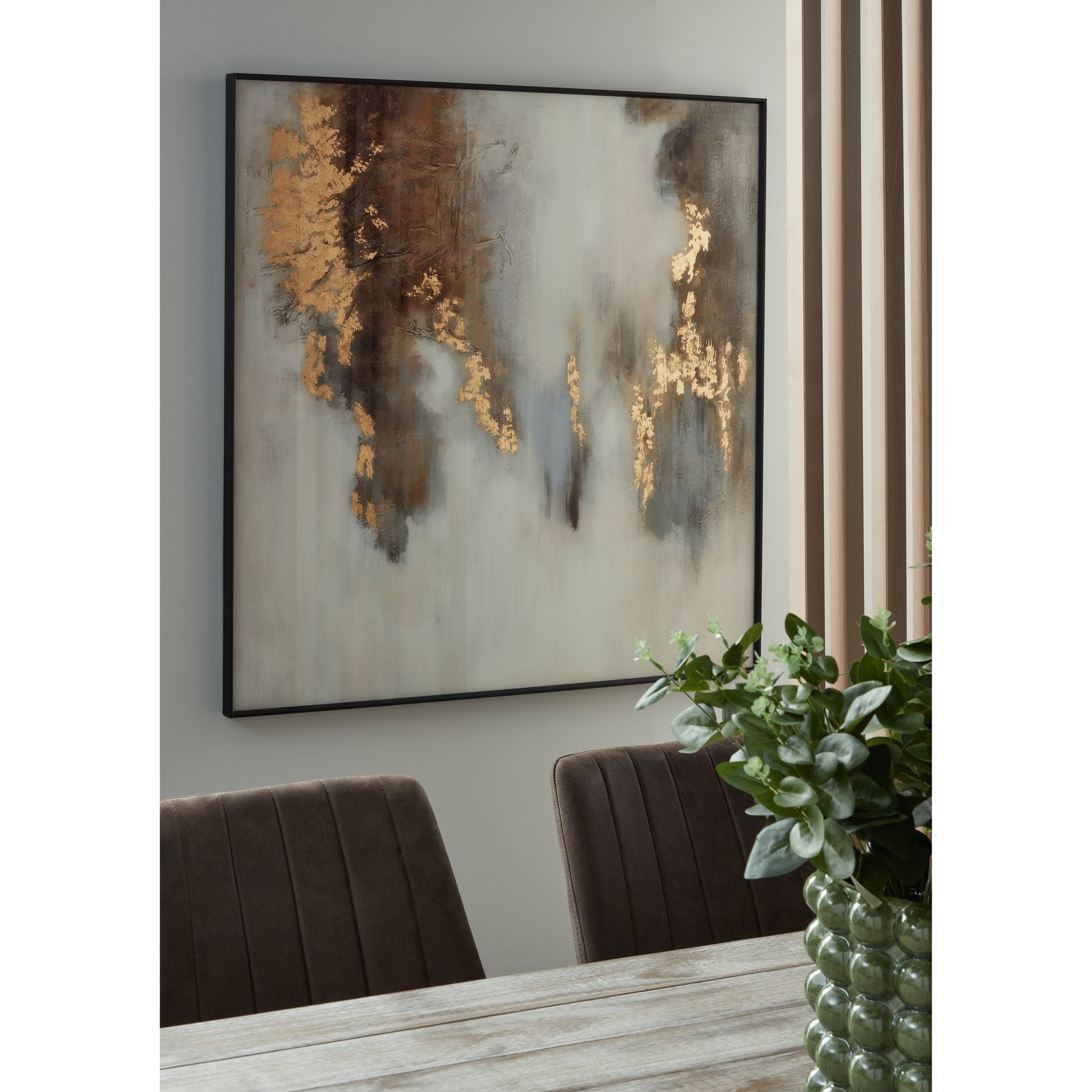 Metallic Soft Abstract Glass Image In Gold Frame