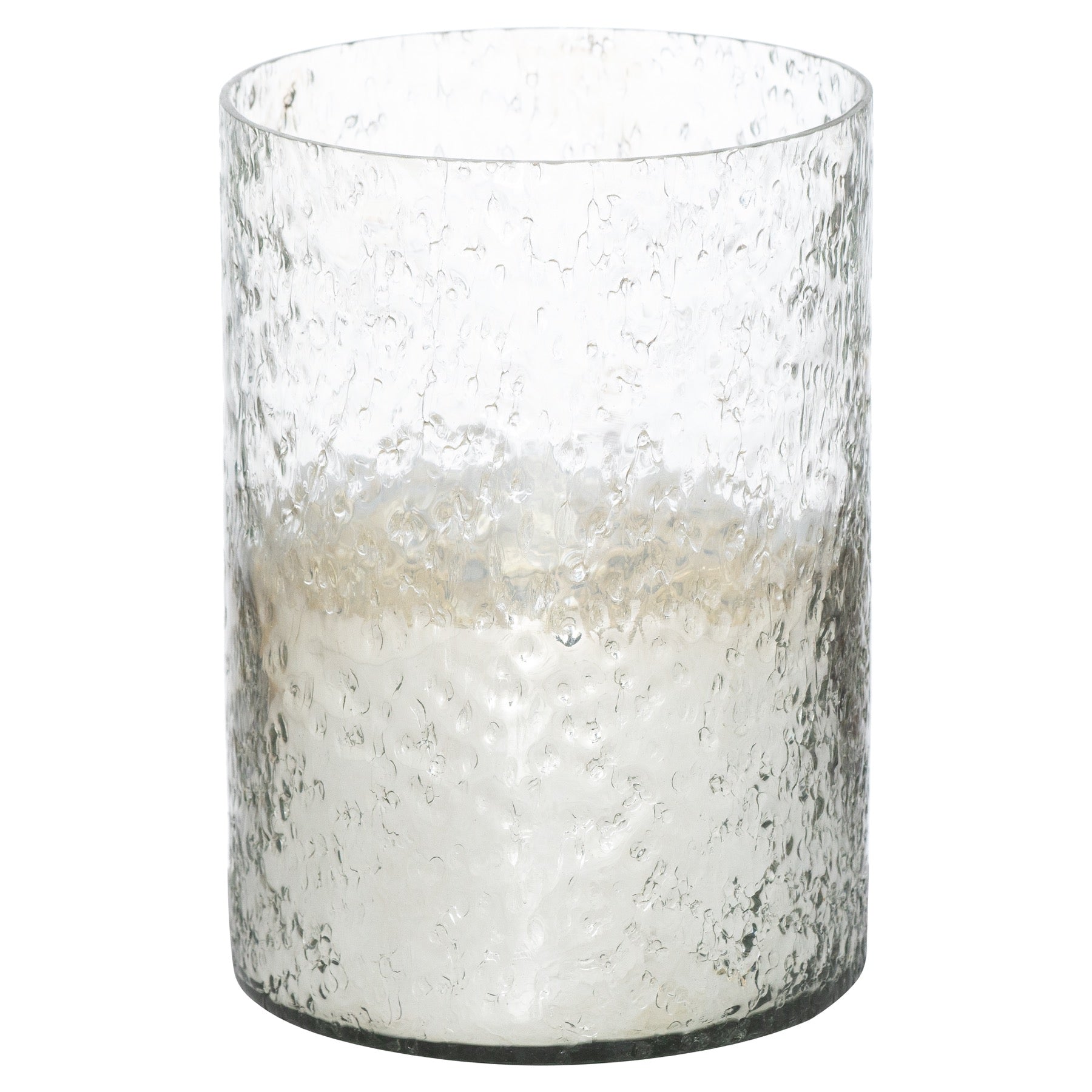 Lustre Silver Cylindrical Candle Holder
