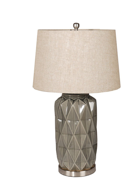 Acantho Grey Ceramic Lamp With Linen Shade