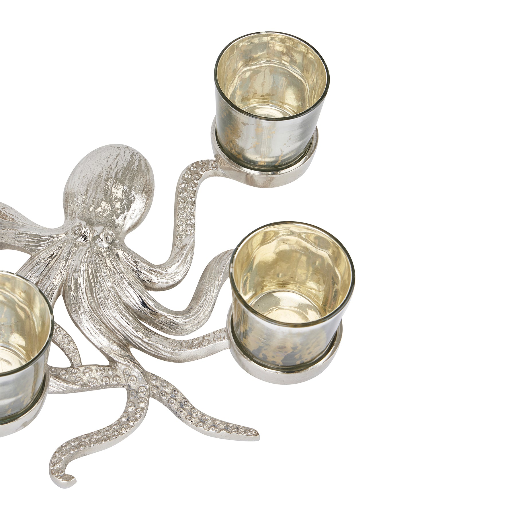 Silver Octopus Four Tealight Holder
