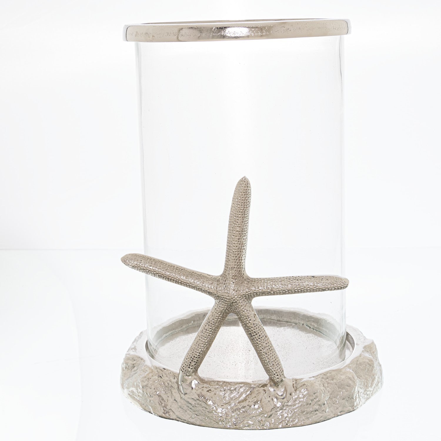 Silver Starfish Candle Hurricane Lantern