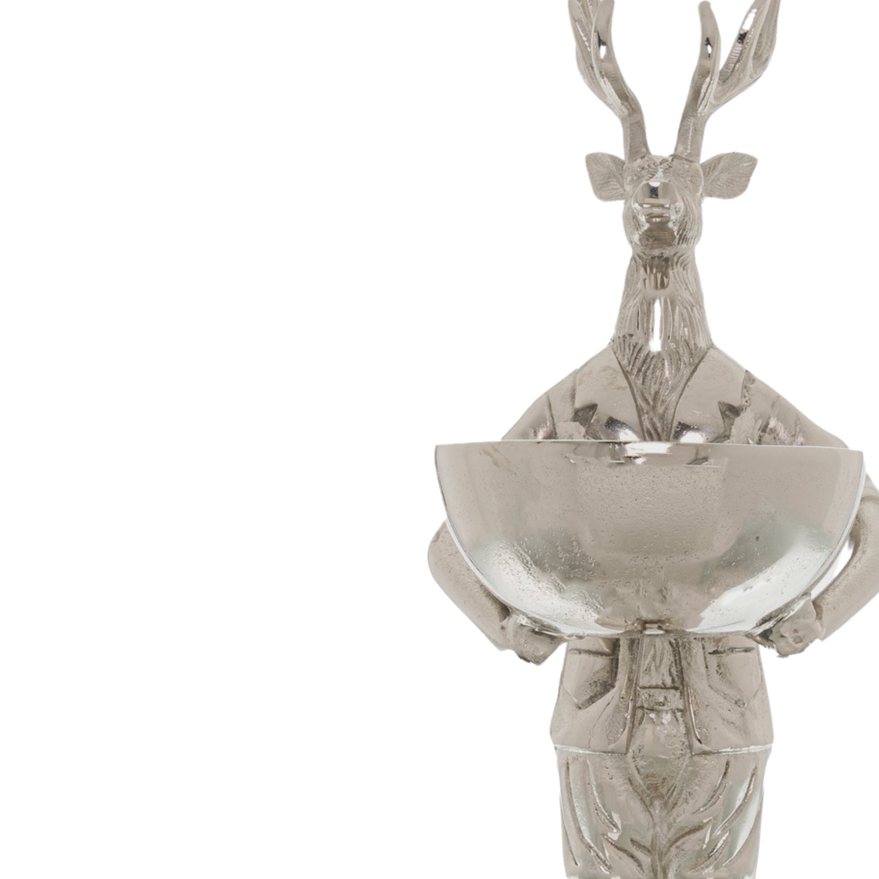 Standing Silver Stag Ornament  With Bowl