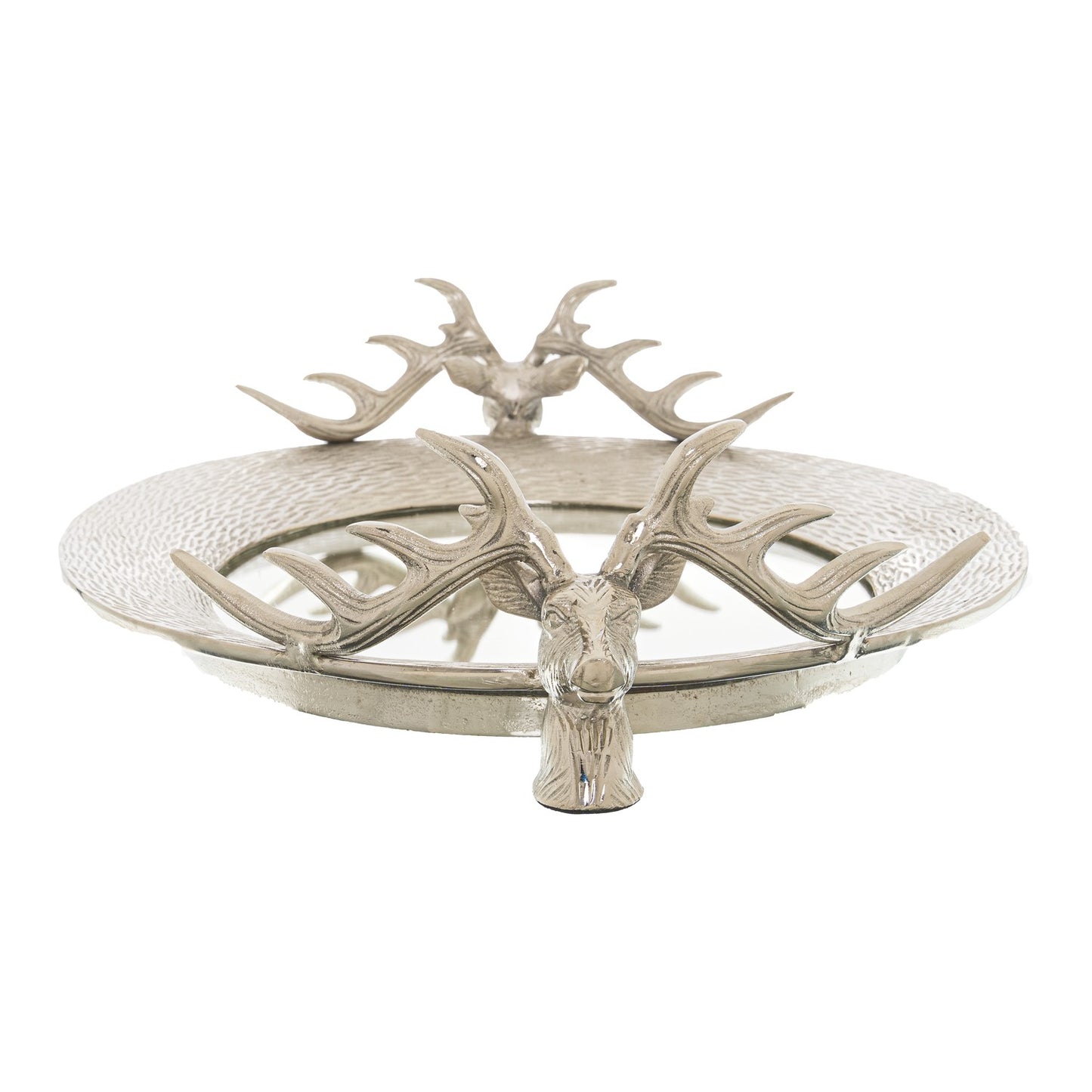 Large Mirrored Tray With Stag Heads