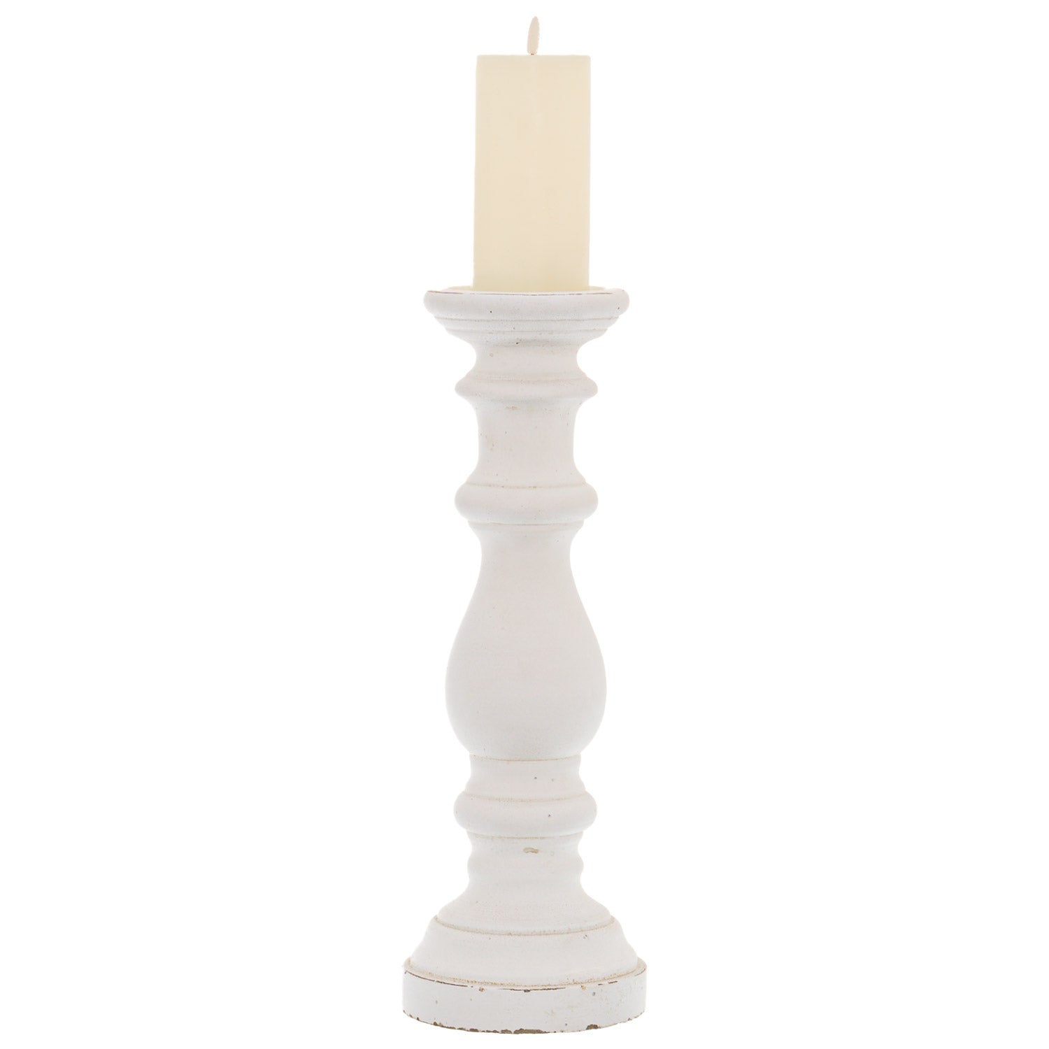 Matt White Large Ceramic Column Candle Holder