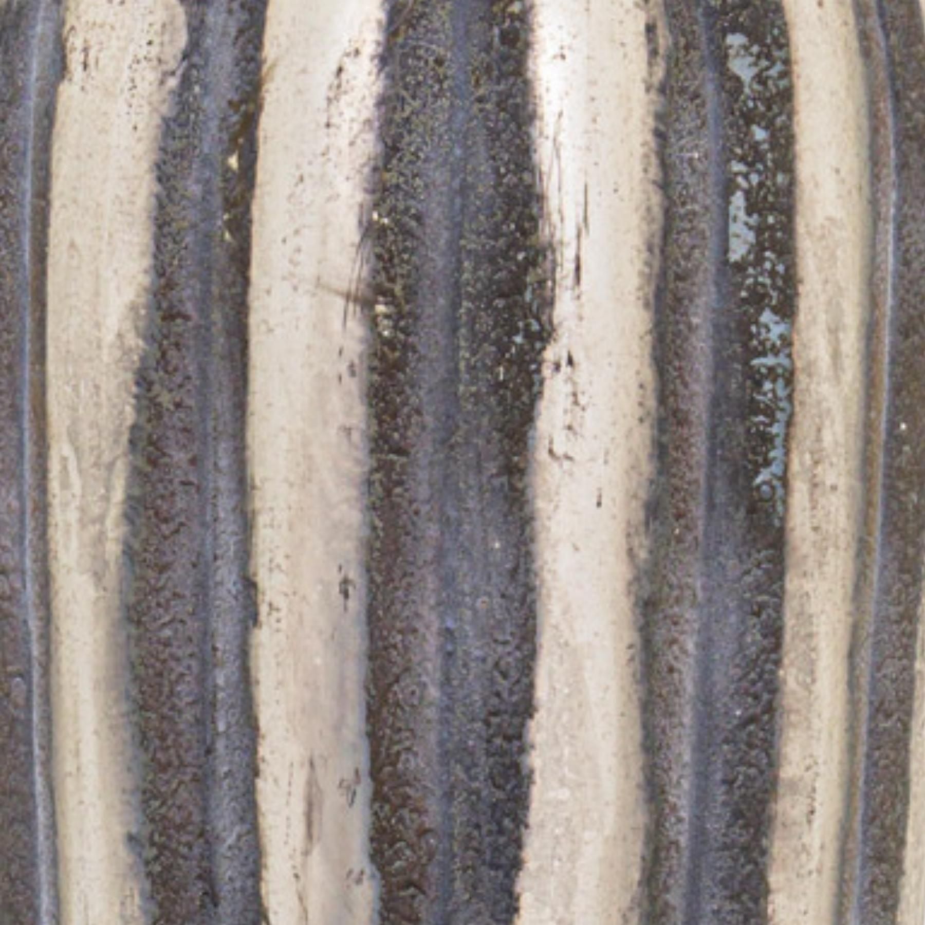 Burnished And Grey Striped Tall Vase