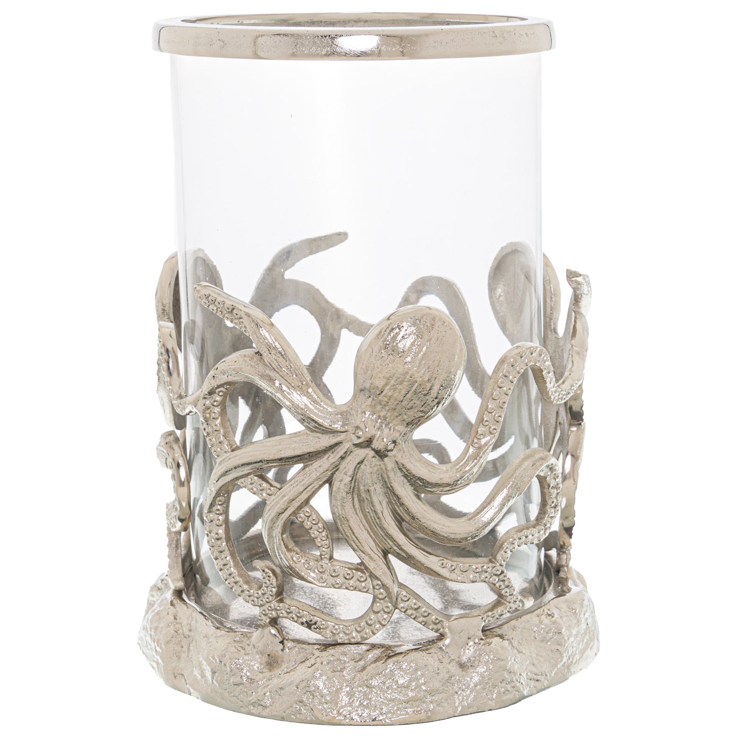 Silver Octopus Candle Hurricane Lantern