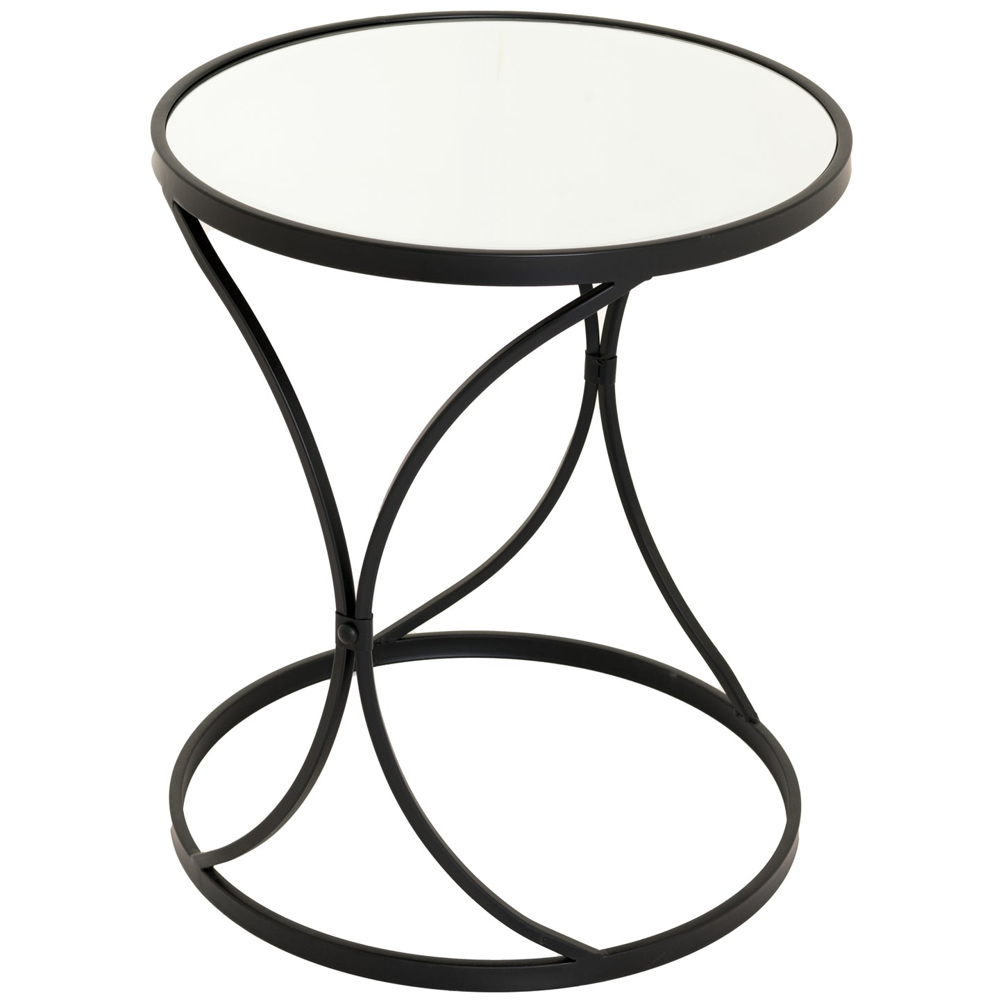 Concaved Set Of Two Black Mirrored Side Tables