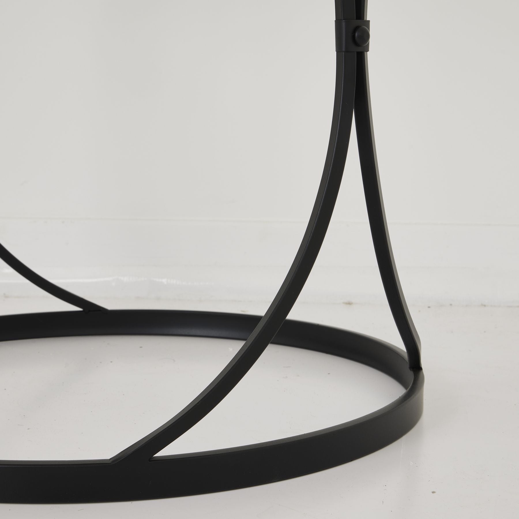 Concaved Set Of Two Black Mirrored Side Tables