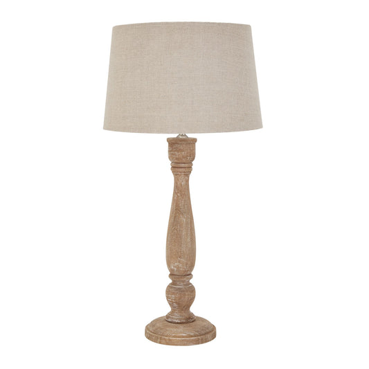 Delaney Natural Wash Candlestick Lamp With Linen Shade
