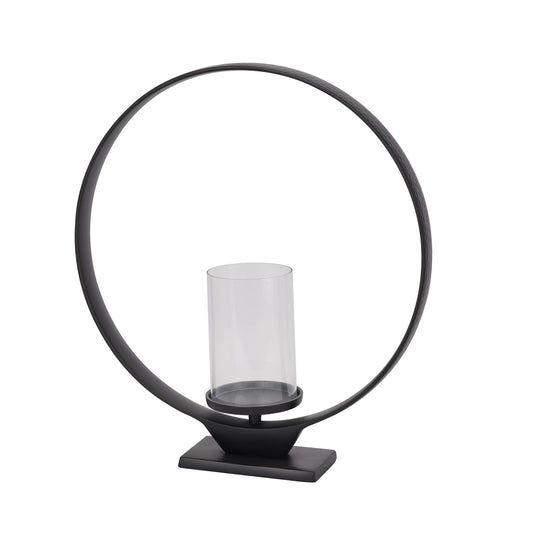 Black Hoop Large Huricane Lantern