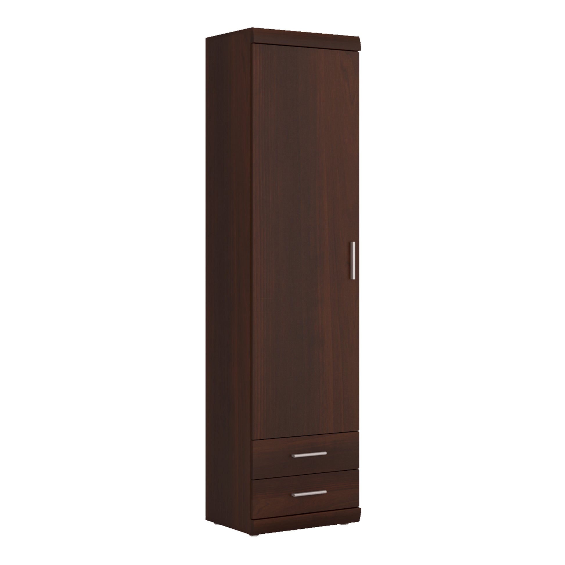 Imperial  Tall 1 Door 2 Drawer Narrow Cabinet in Dark Mahogany Melamine