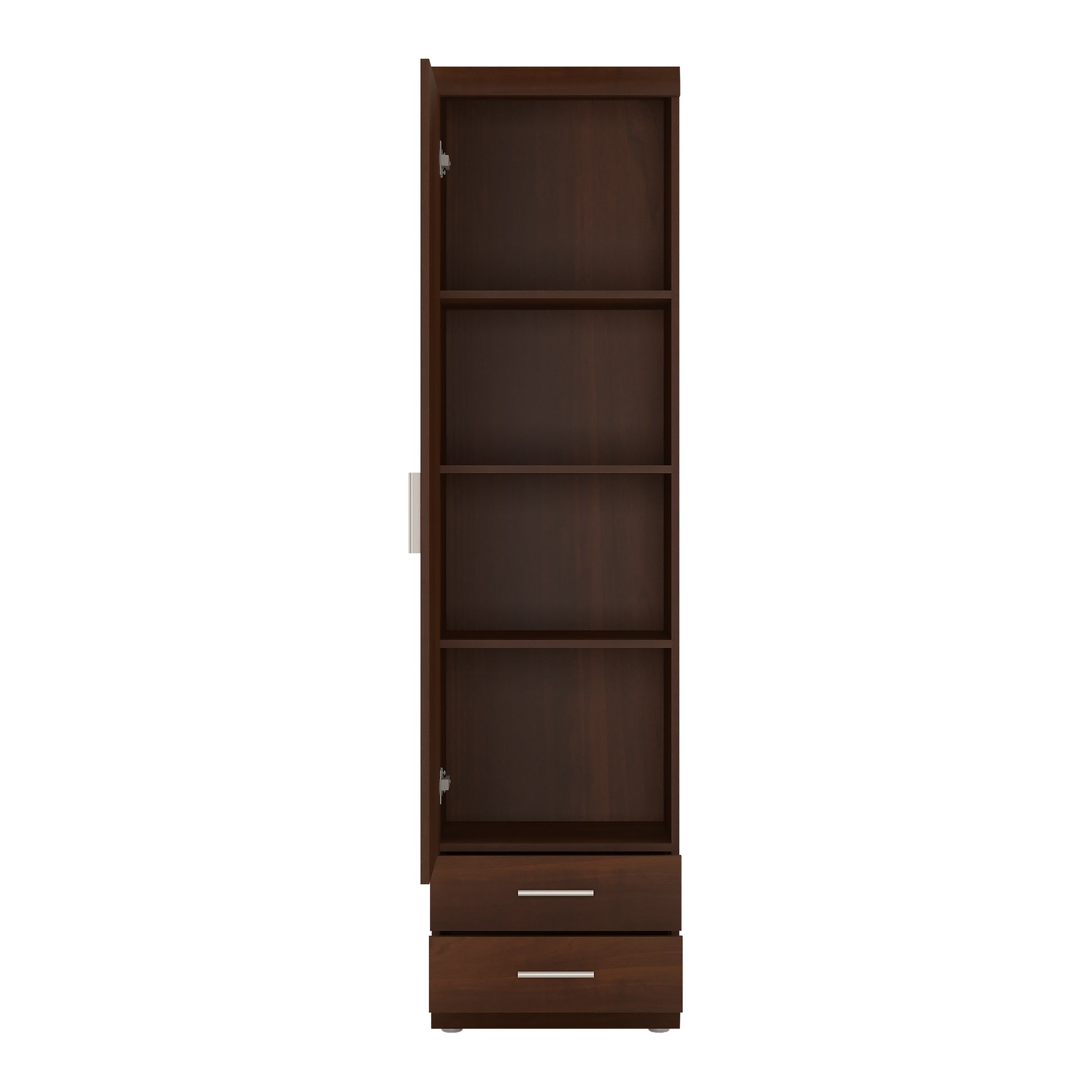 Imperial  Tall 1 Door 2 Drawer Narrow Cabinet in Dark Mahogany Melamine