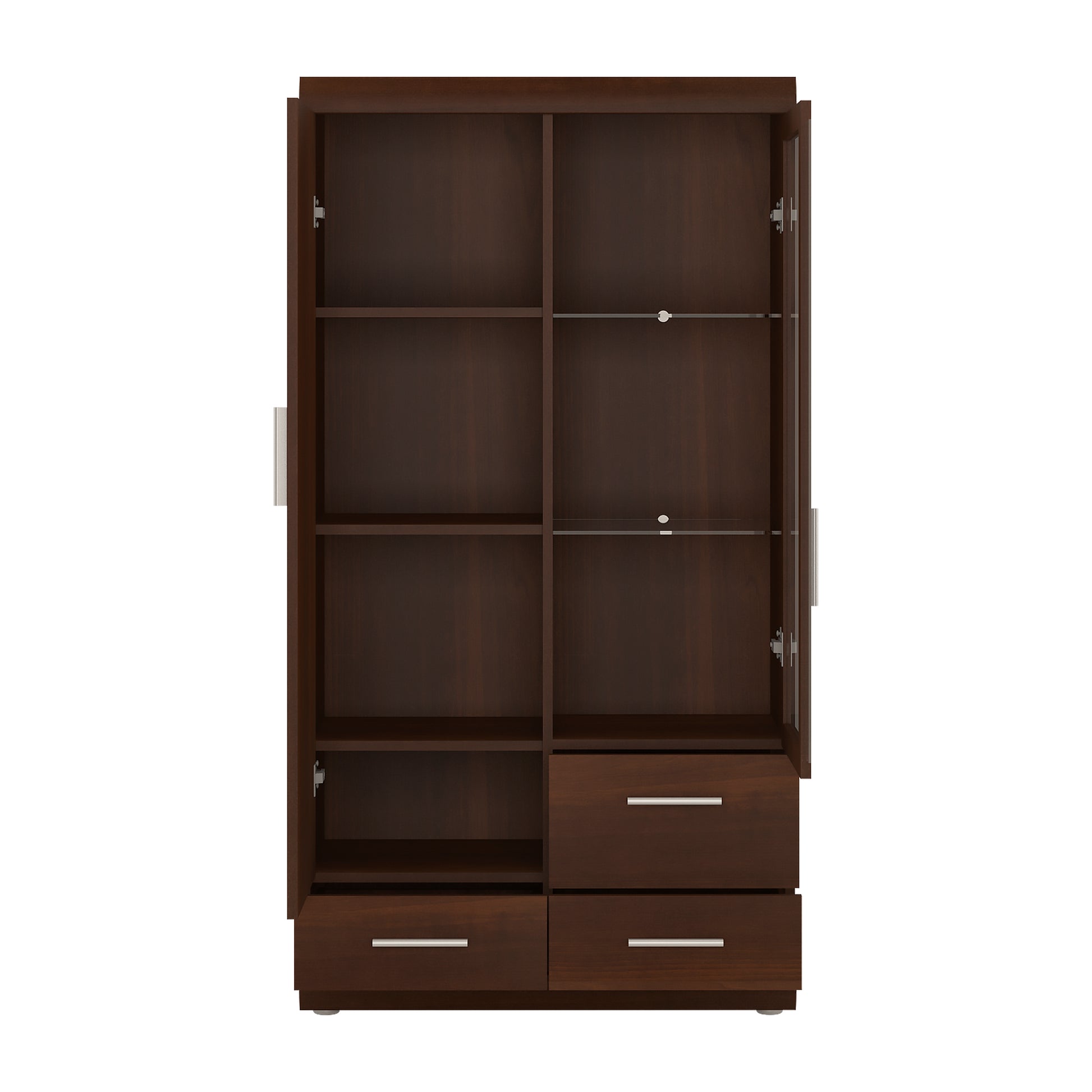 Imperial  2 Door 3 Drawer Glazed Display Cabinet in Dark Mahogany Melamine