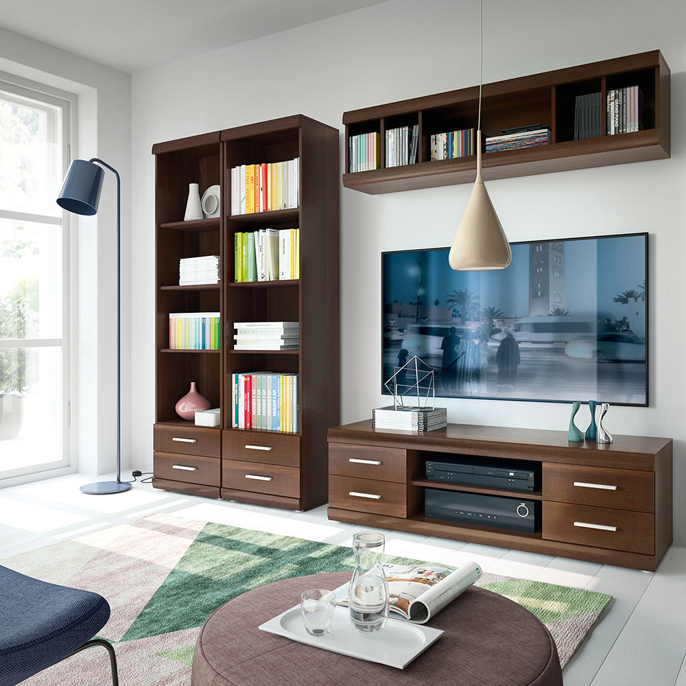 Imperial  Wide 4 Drawer TV Cabinet in Dark Mahogany Melamine