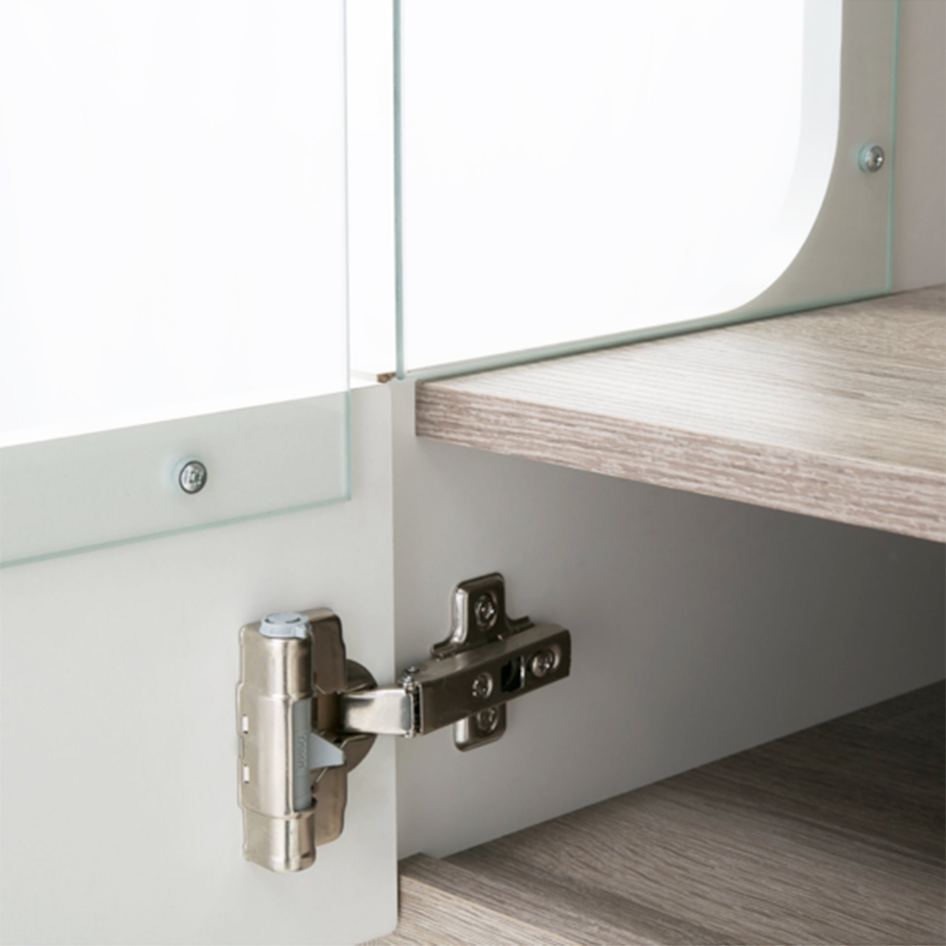 Chelsea  Tall Glazed Narrow Display unit (LHD) in White with Oak Trim