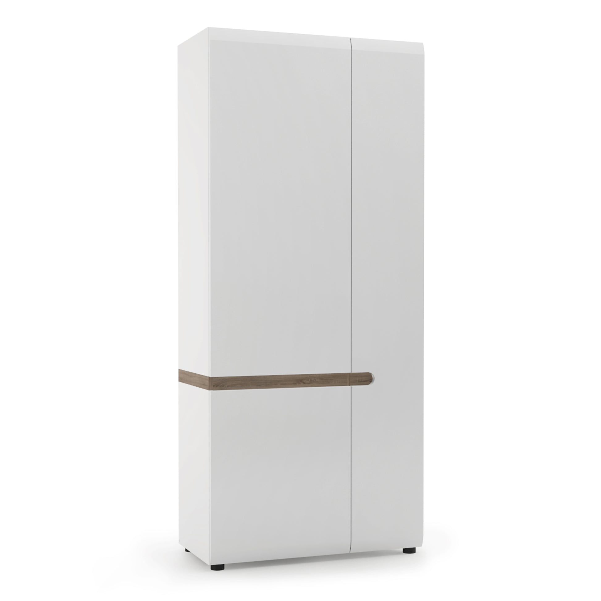 Chelsea  2 Door Wardrobe in White with Oak Trim