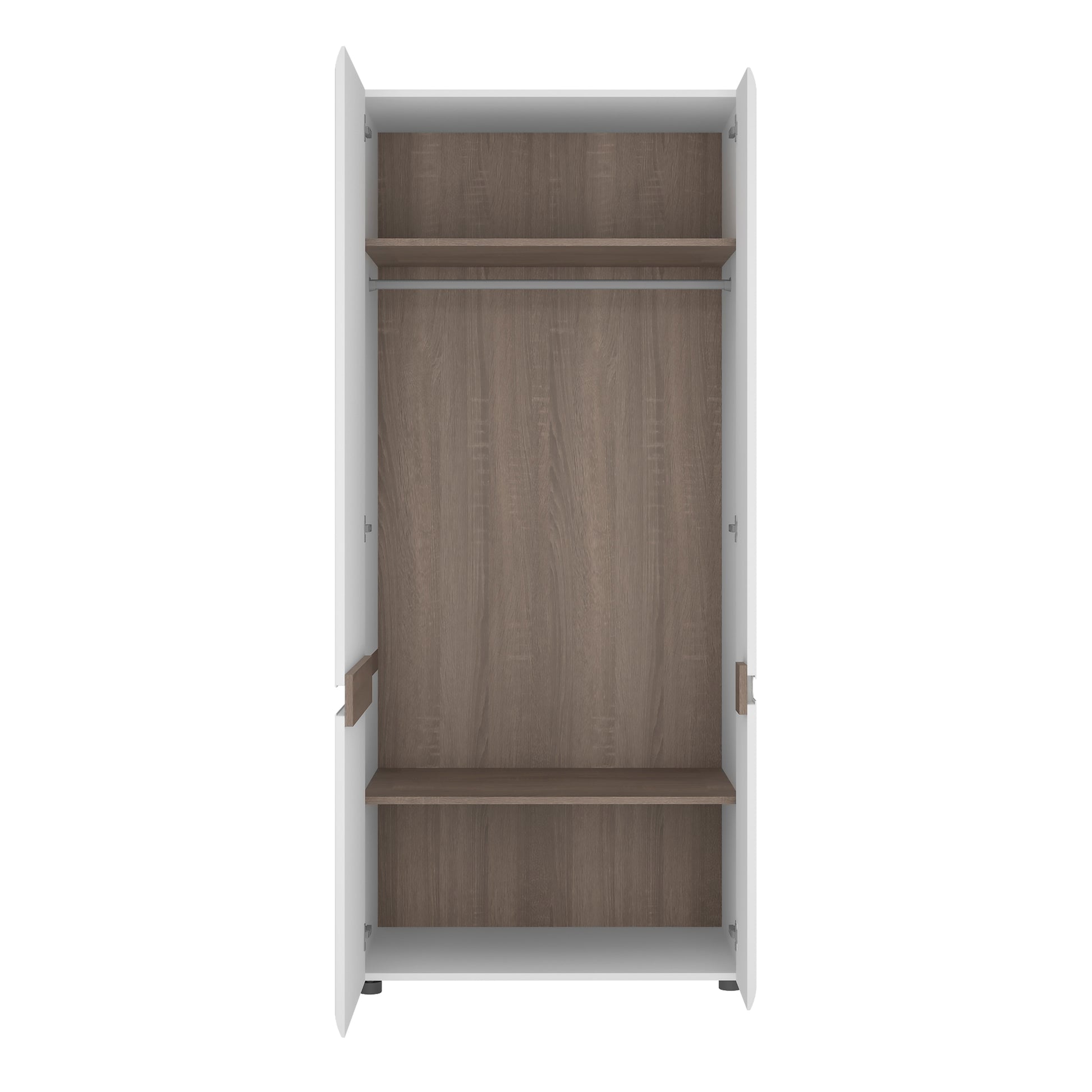 Chelsea  2 Door Wardrobe in White with Oak Trim