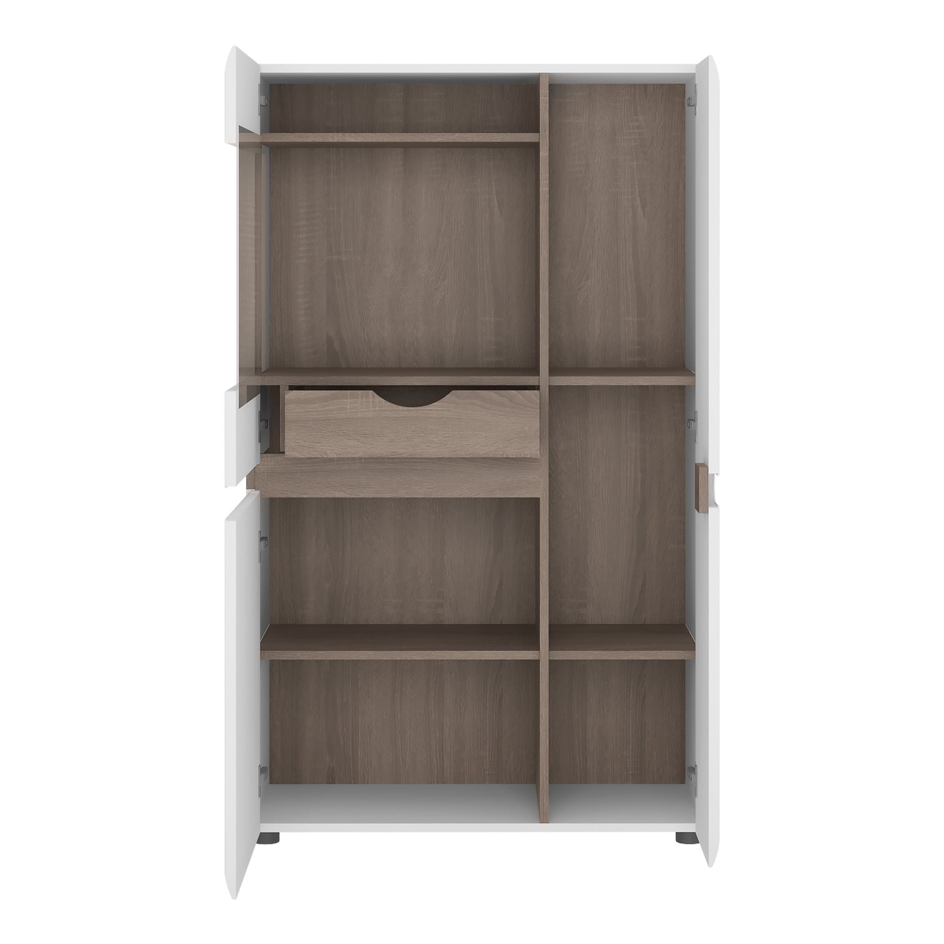 Chelsea  Low Display Cabinet 85cm wide in White with Oak Trim