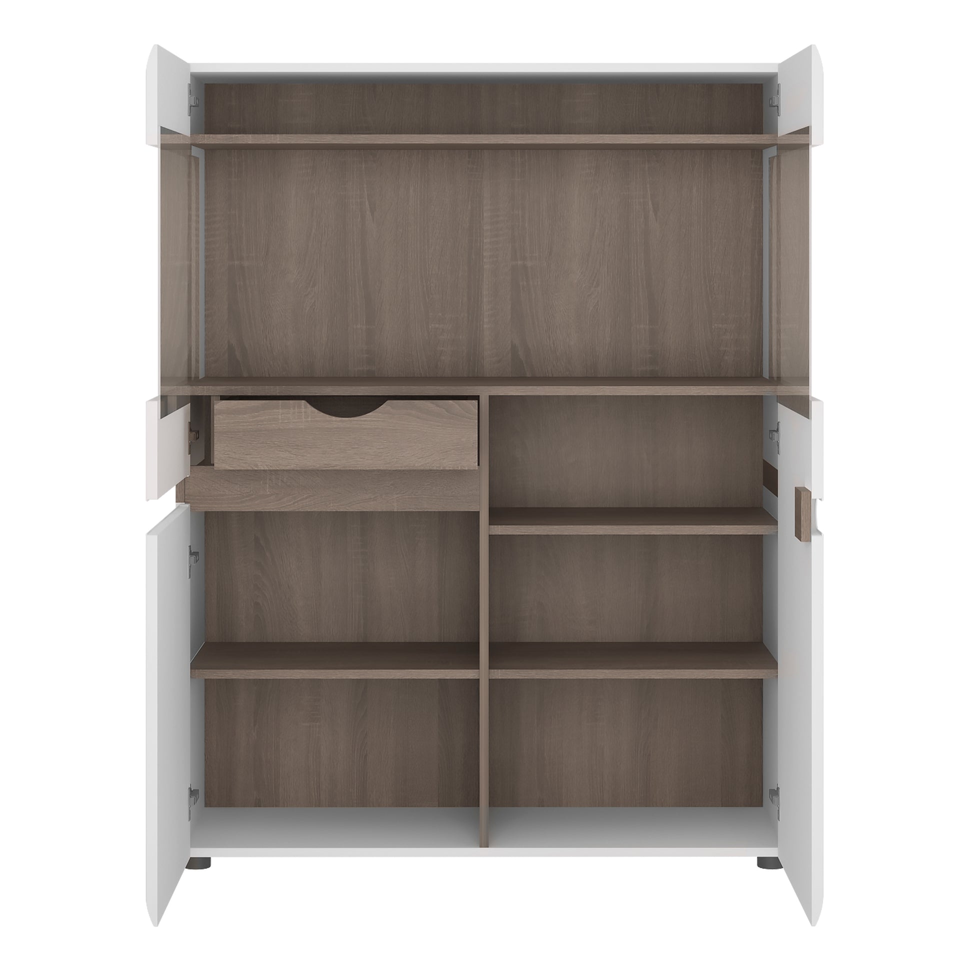Chelsea  Low Display Cabinet 109cm wide in White with Oak Trim
