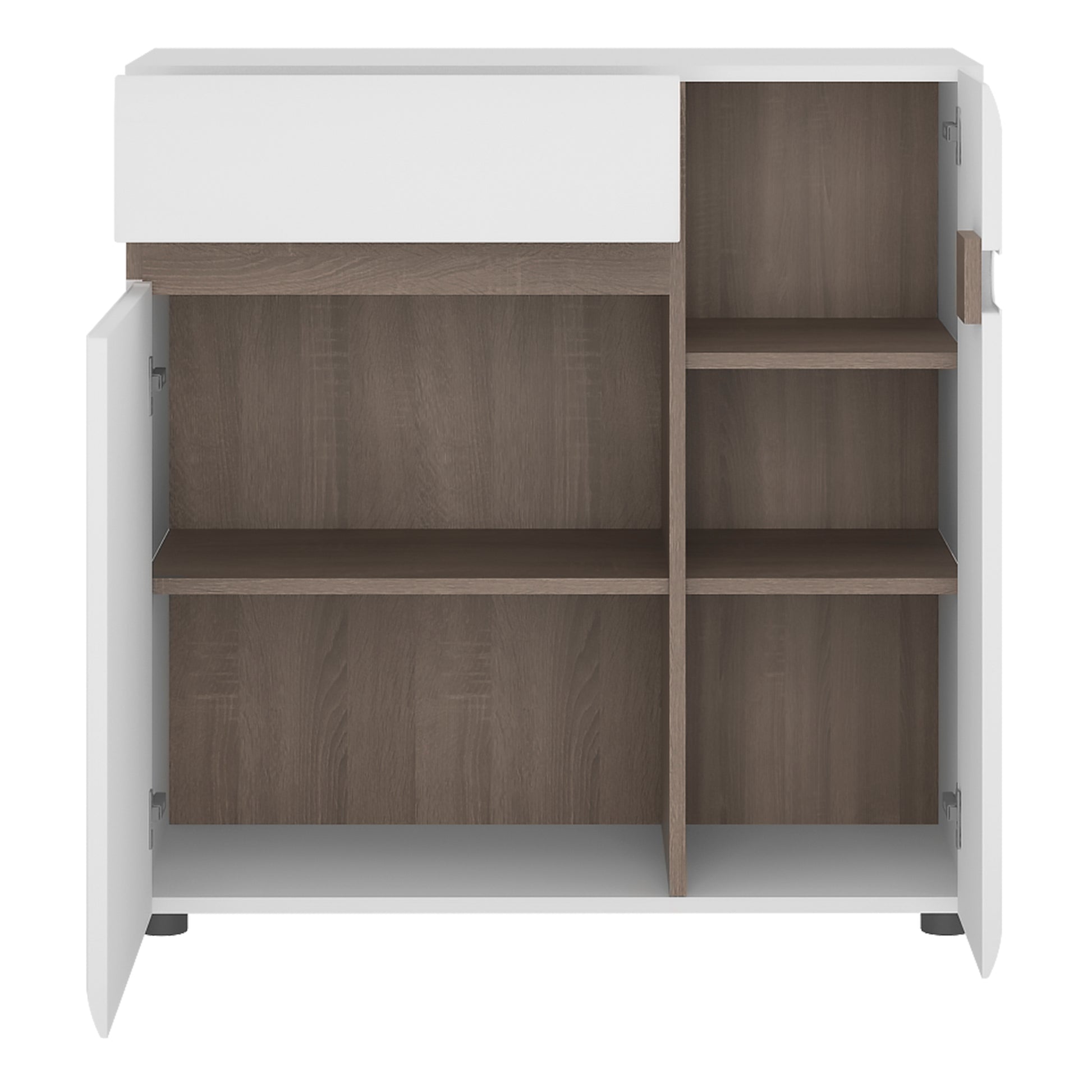 Chelsea  1 Drawer 2 Door Sideboard 85cm wide in White with Oak Trim