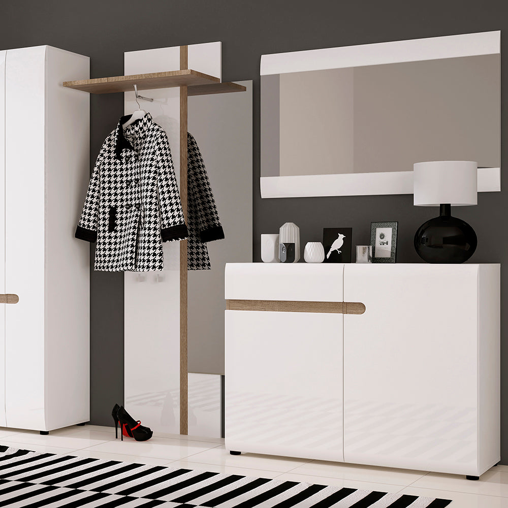 Chelsea  1 Drawer 2 Door Sideboard 85cm wide in White with Oak Trim