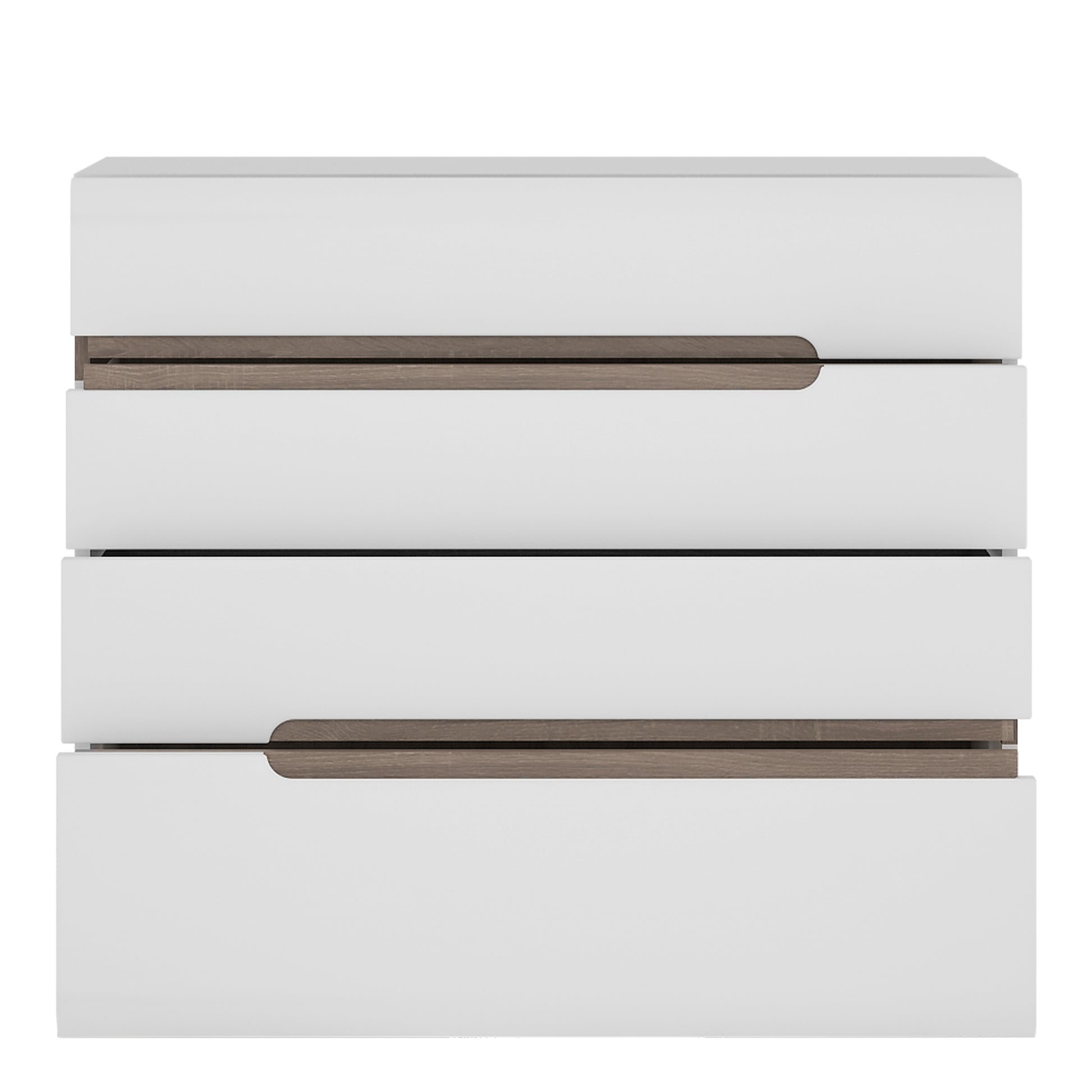 Chelsea  4 Drawer Chest in White with Oak Trim