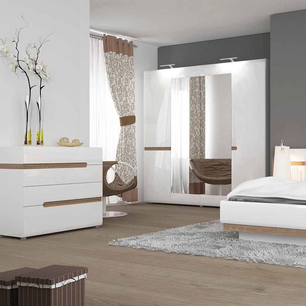 Chelsea  4 Drawer Chest in White with Oak Trim