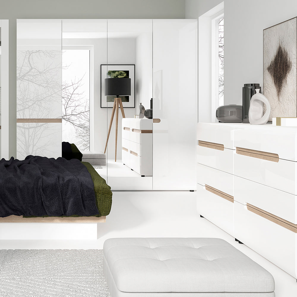 Chelsea  4 Drawer Chest in White with Oak Trim