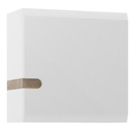 Chelsea  1 door wall cupboard (side trim) in White with Oak Trim