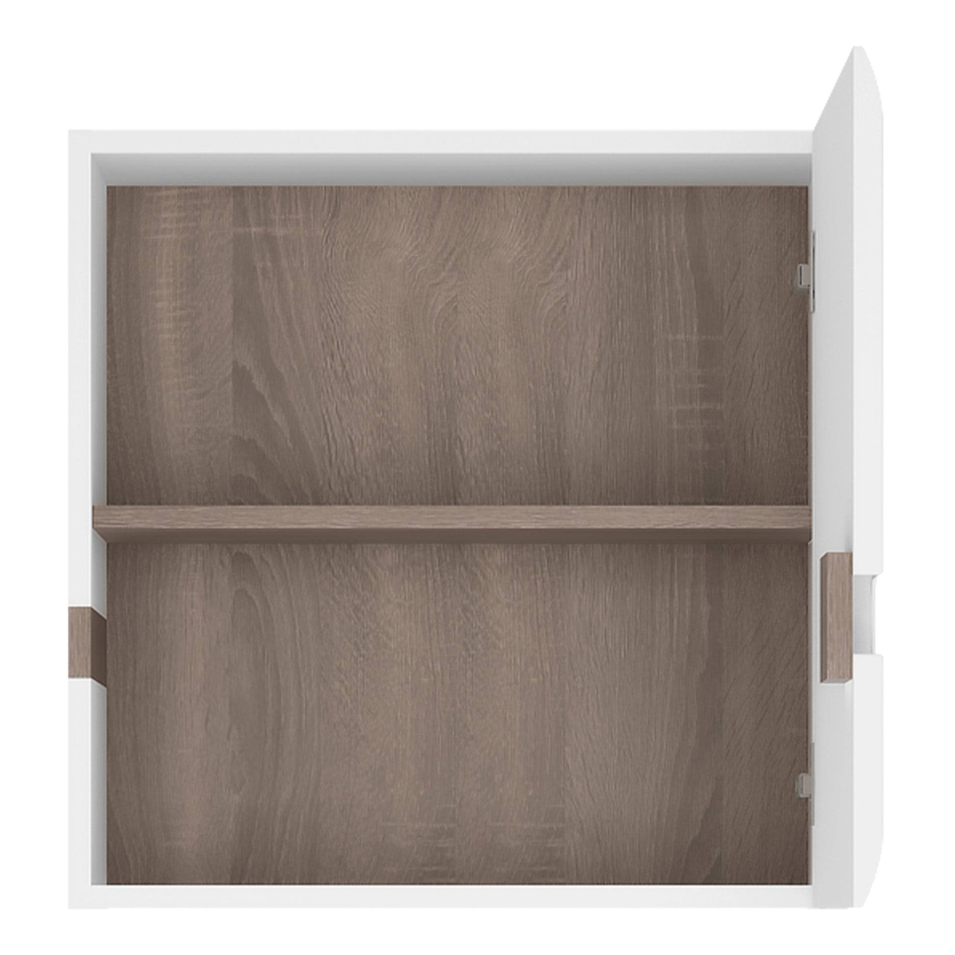 Chelsea  1 door wall cupboard (side trim) in White with Oak Trim