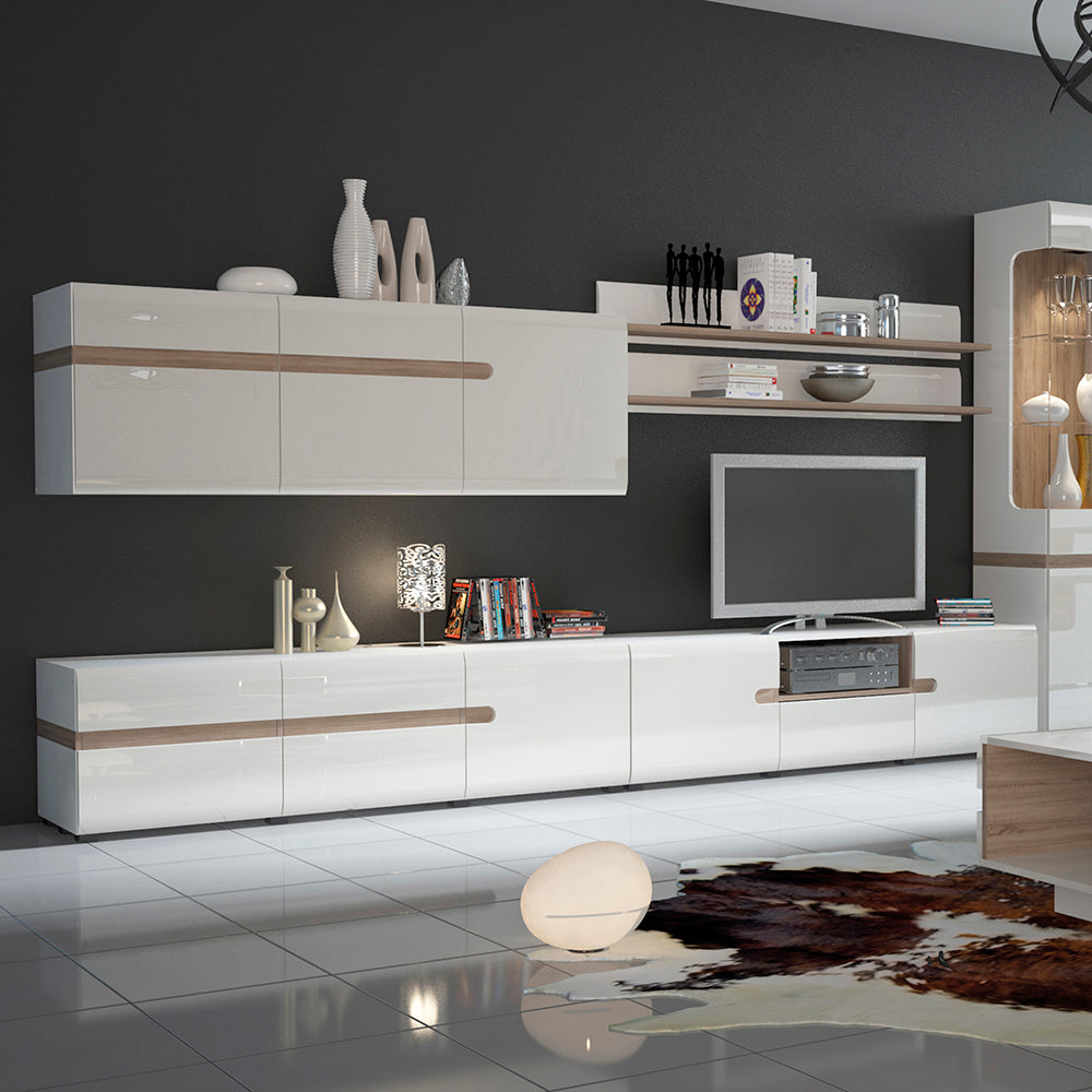 Chelsea  1 door wall cupboard (front trim) in White with Oak Trim